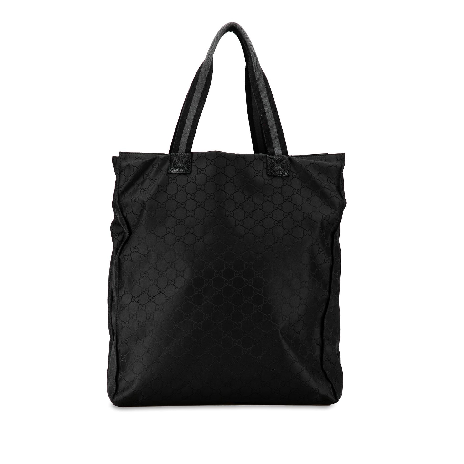 Gucci GG Web SHG-fNZUly Nylon Black Tote Bag