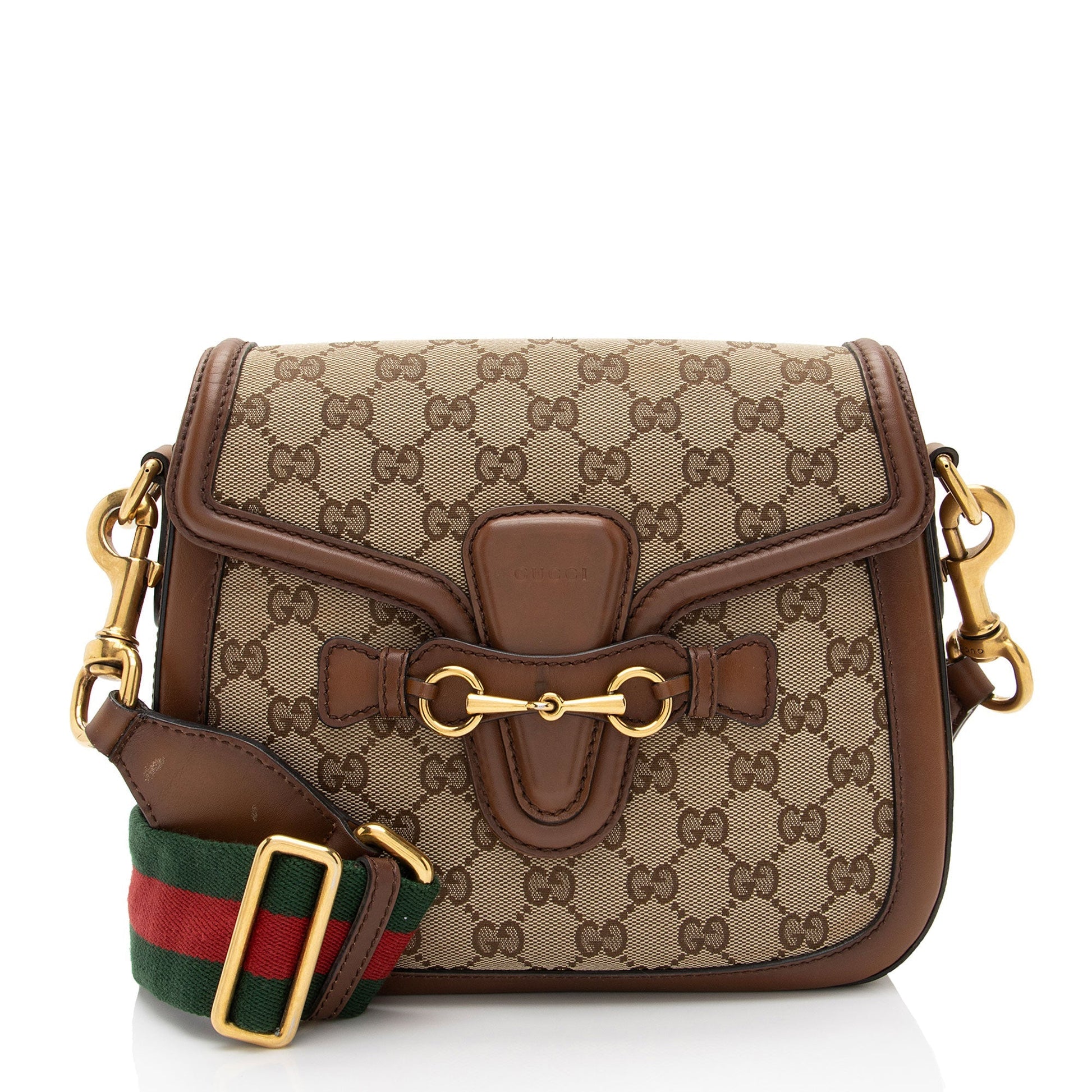 Gucci GG Original Lady Web SHF-zb626L Leather Canvas Nylon Brown Crossbody Bag