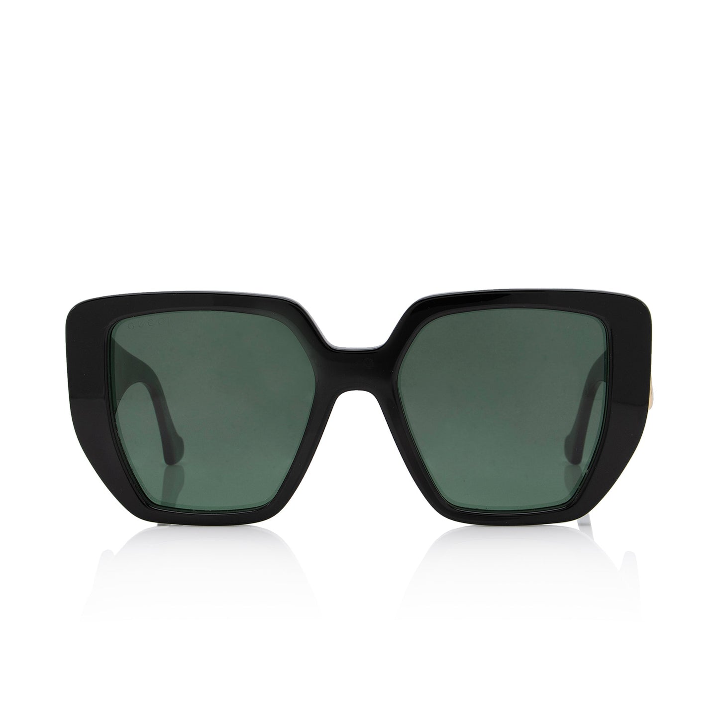 Gucci GG Oversize Rectangular Sunglasses SHF Black Green Accessory