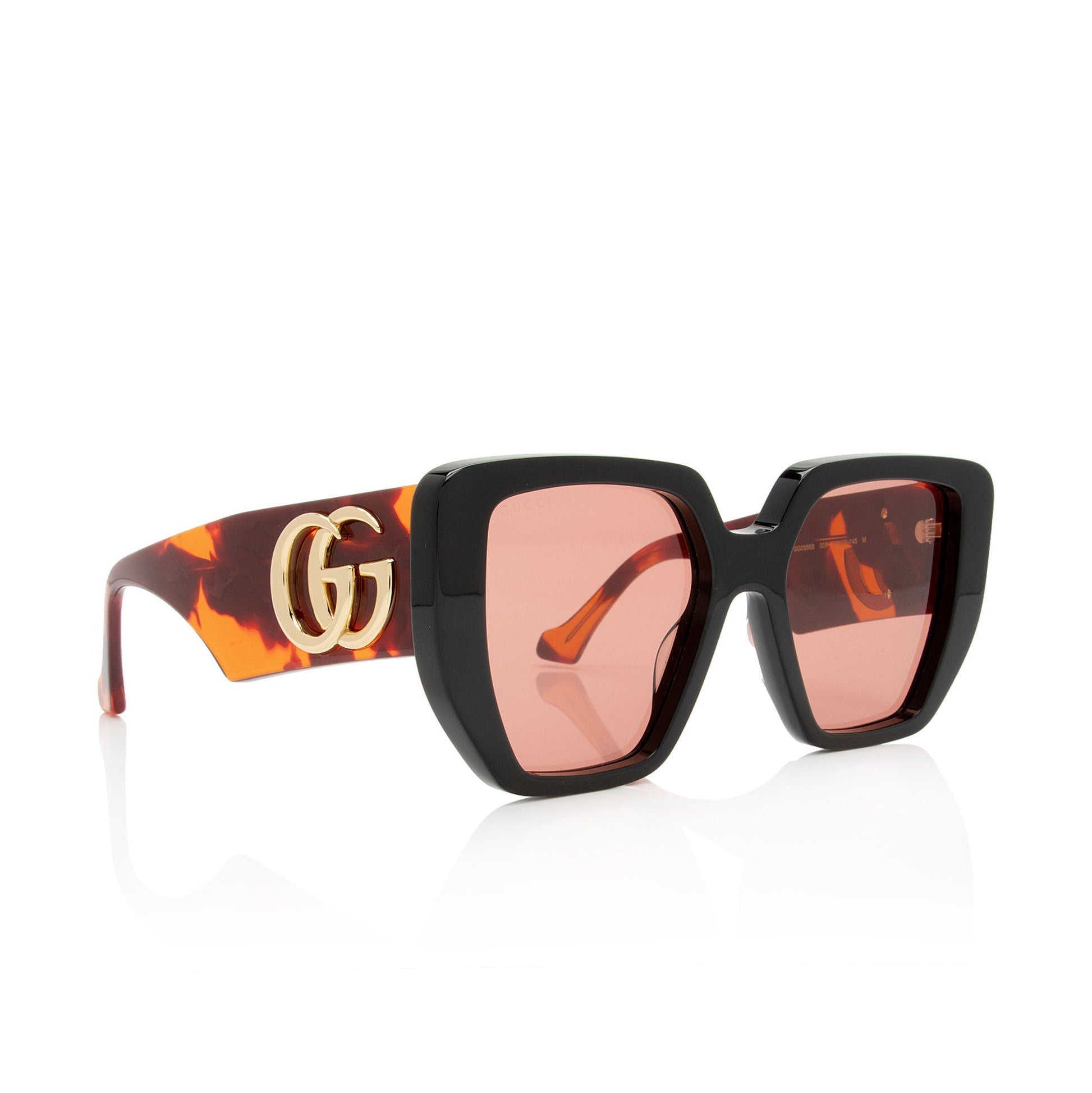 Gucci GG Oversized Rectangular Sunglasses SHF-toom2U Black Red Accessory