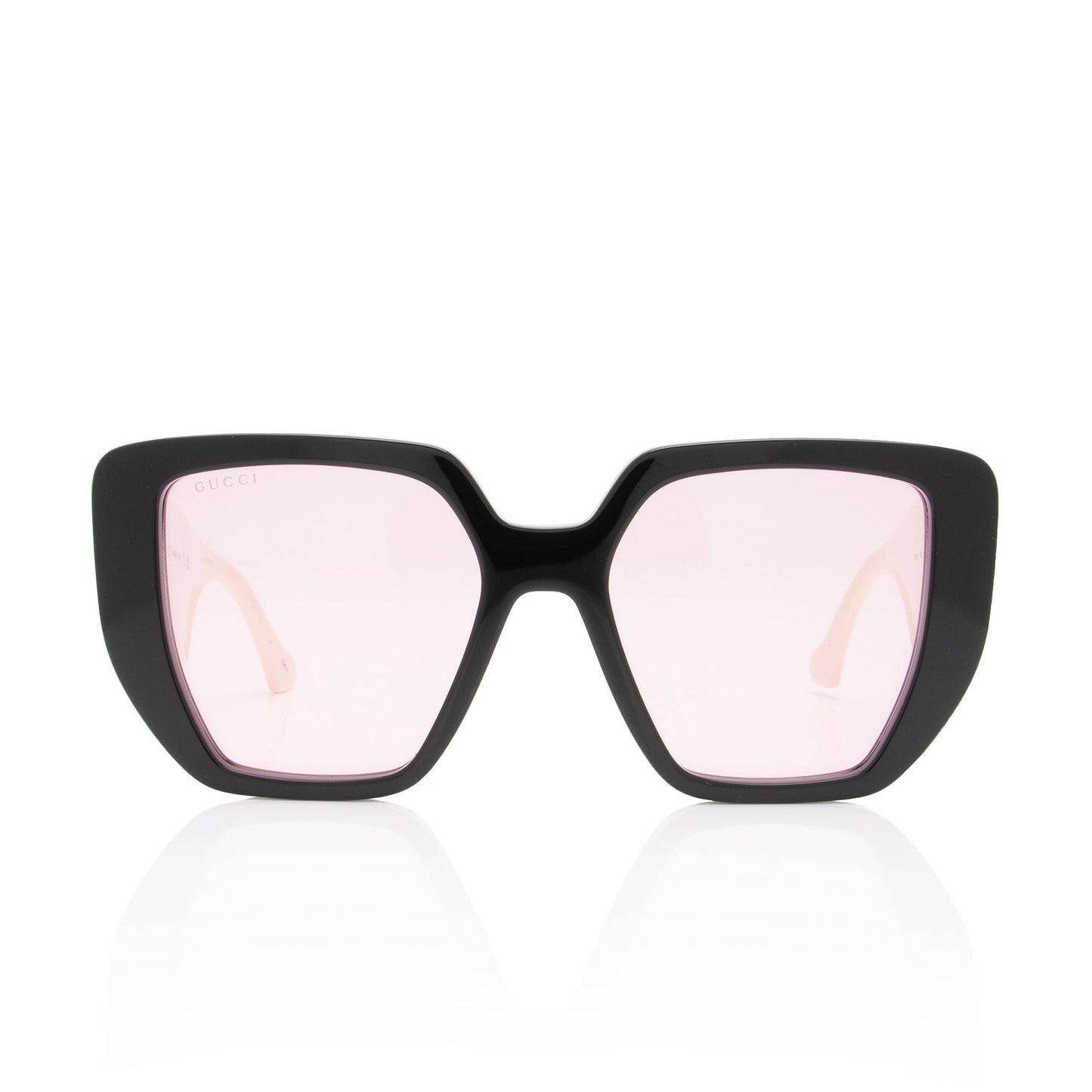Gucci GG Oversized Rectangular Sunglasses Black White Accessory