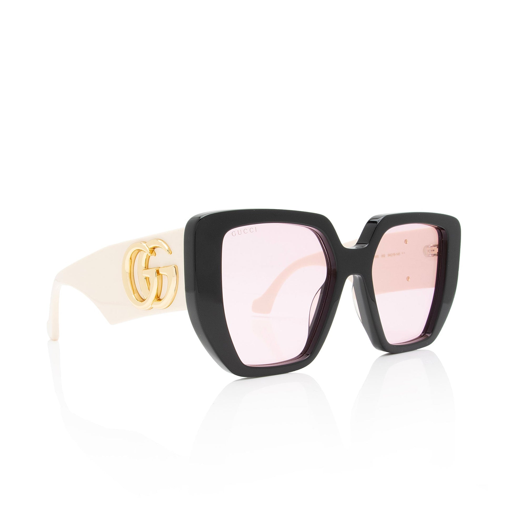 Gucci GG Oversized Rectangular Sunglasses Black White Accessory
