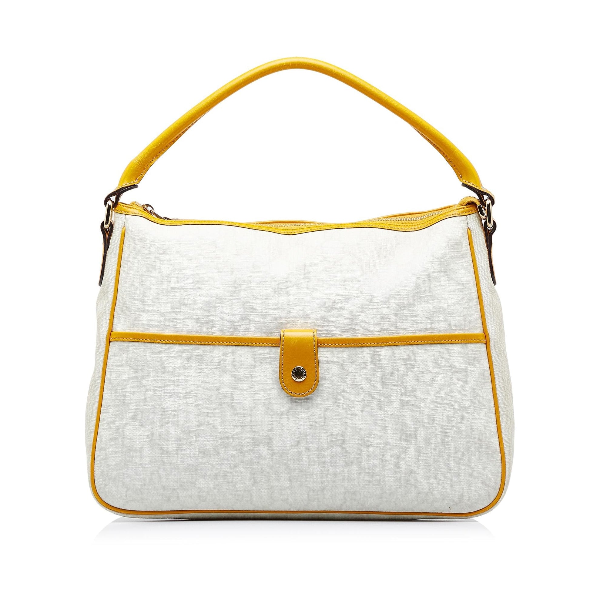 Gucci GG Plus Joy SHG-MfzvGB Canvas Calf White Brown Satchel Bag