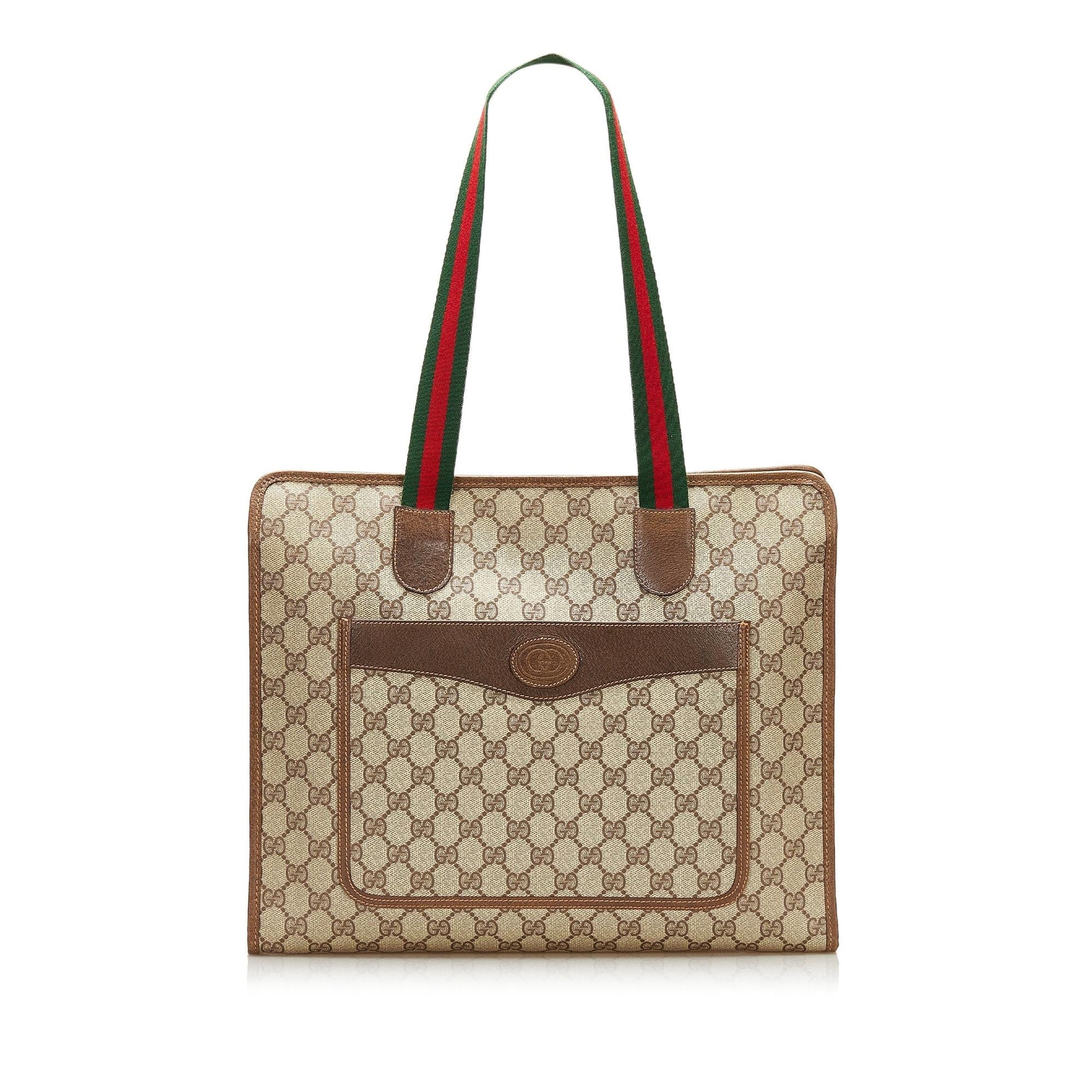 Gucci GG Plus Sherry Line SHG Canvas Brown Tote Bag