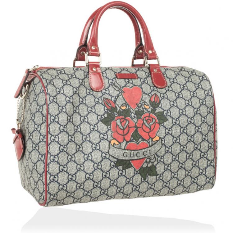 Gucci GG Plus Tattoo Hearts Roses Large Travel Bag