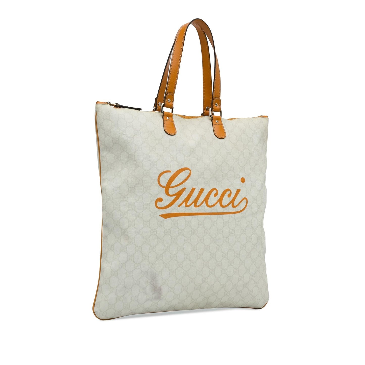 Gucci GG Plus SHG-2NNUys Canvas Calf White Tote Bag