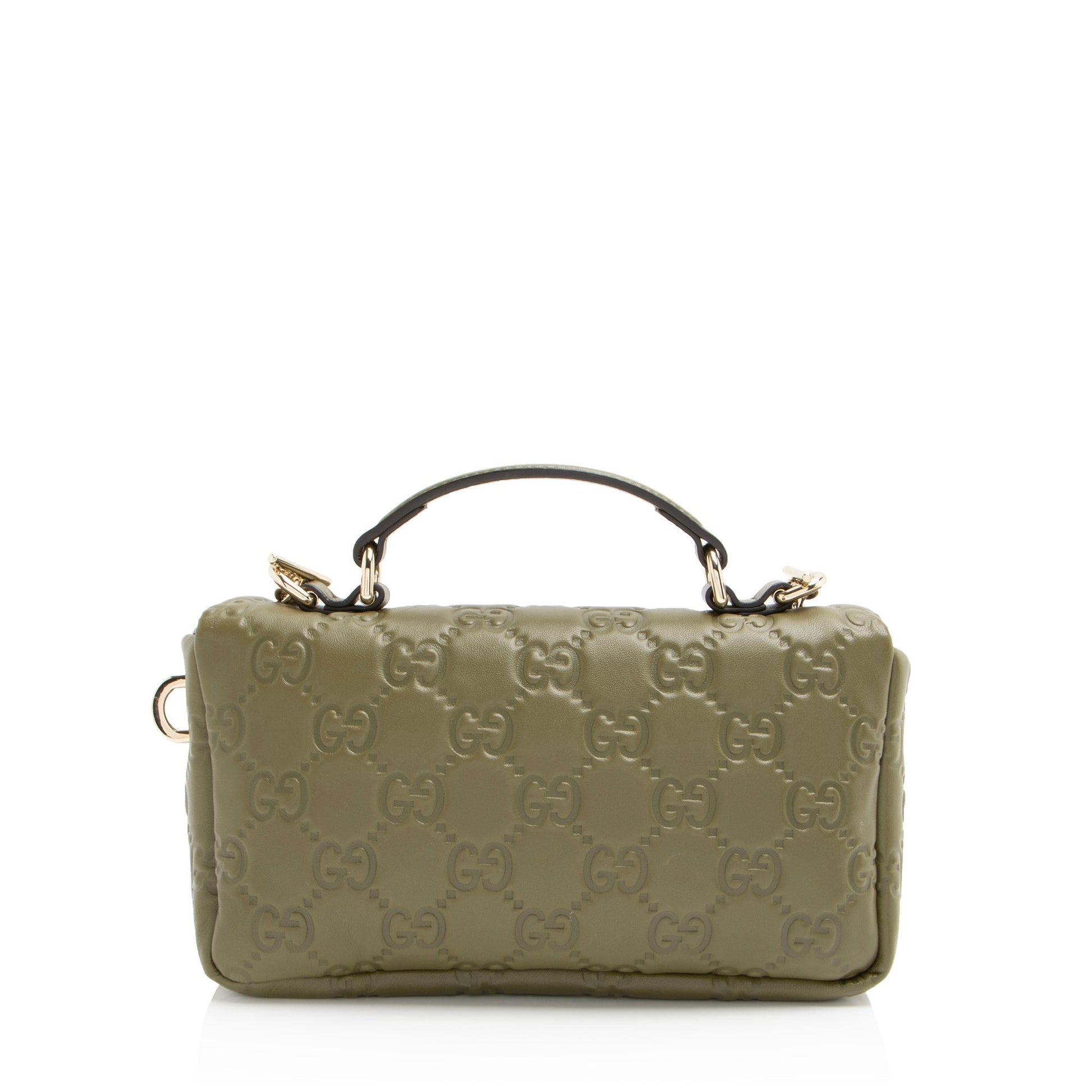 Gucci Jumbo GG Puffy Milano Top Leather Green Mini Small Satchel Bag