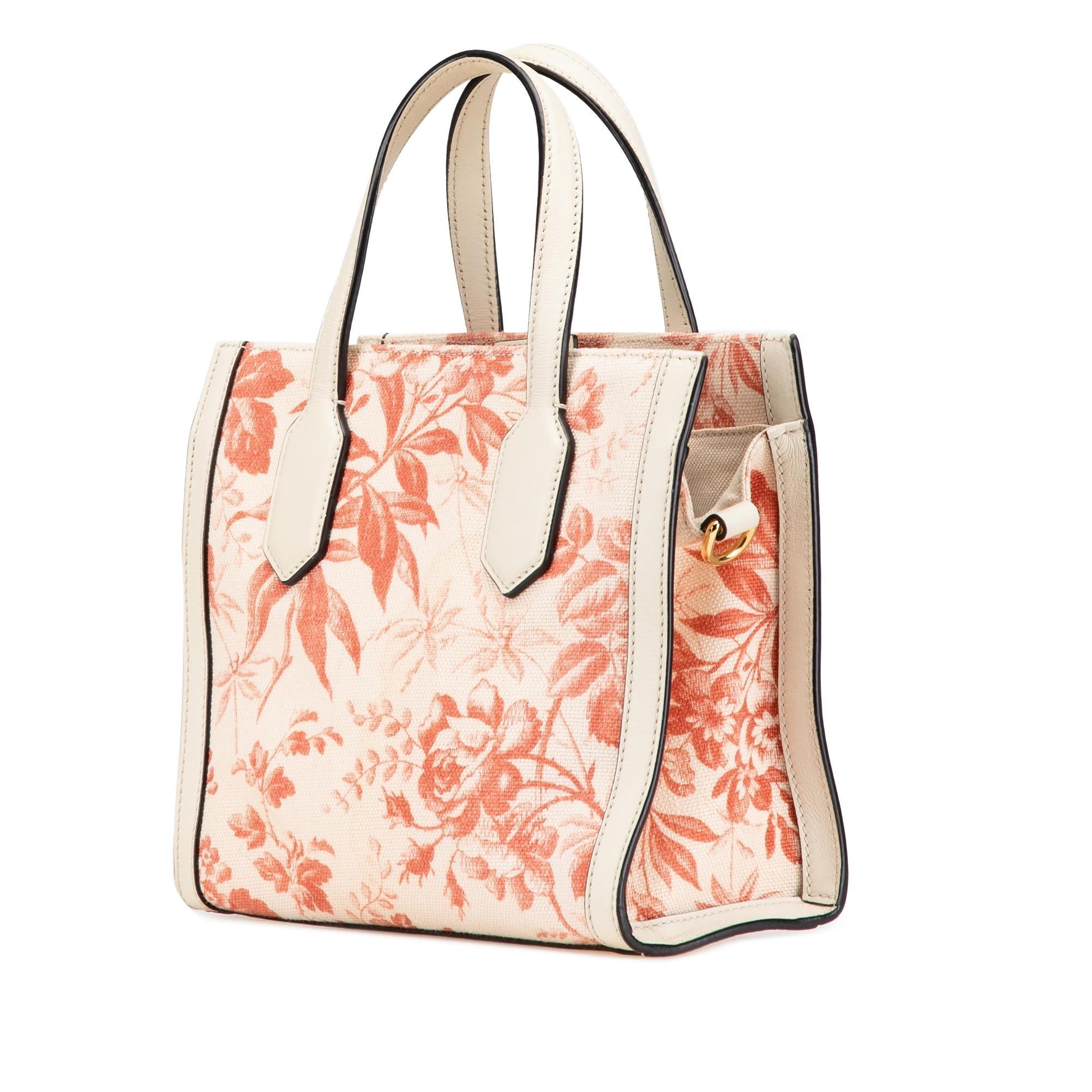 Gucci GG Ribbon Herbarium Canvas Pink Satchel Bag Herbarium Satchel