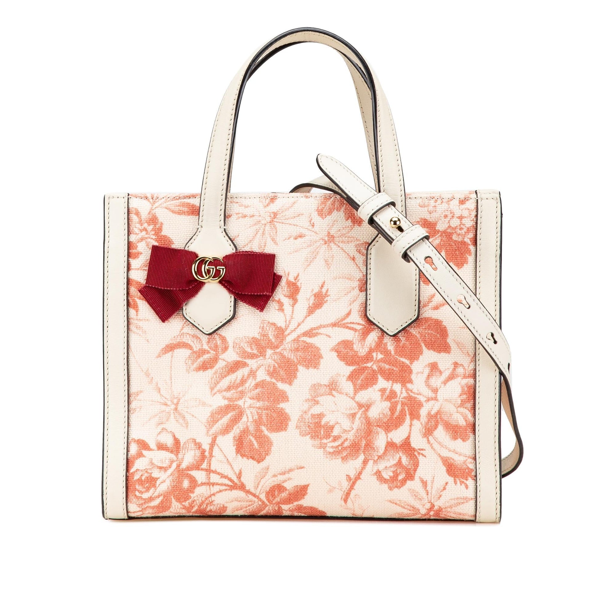 Gucci GG Ribbon Herbarium Canvas Pink Satchel Bag