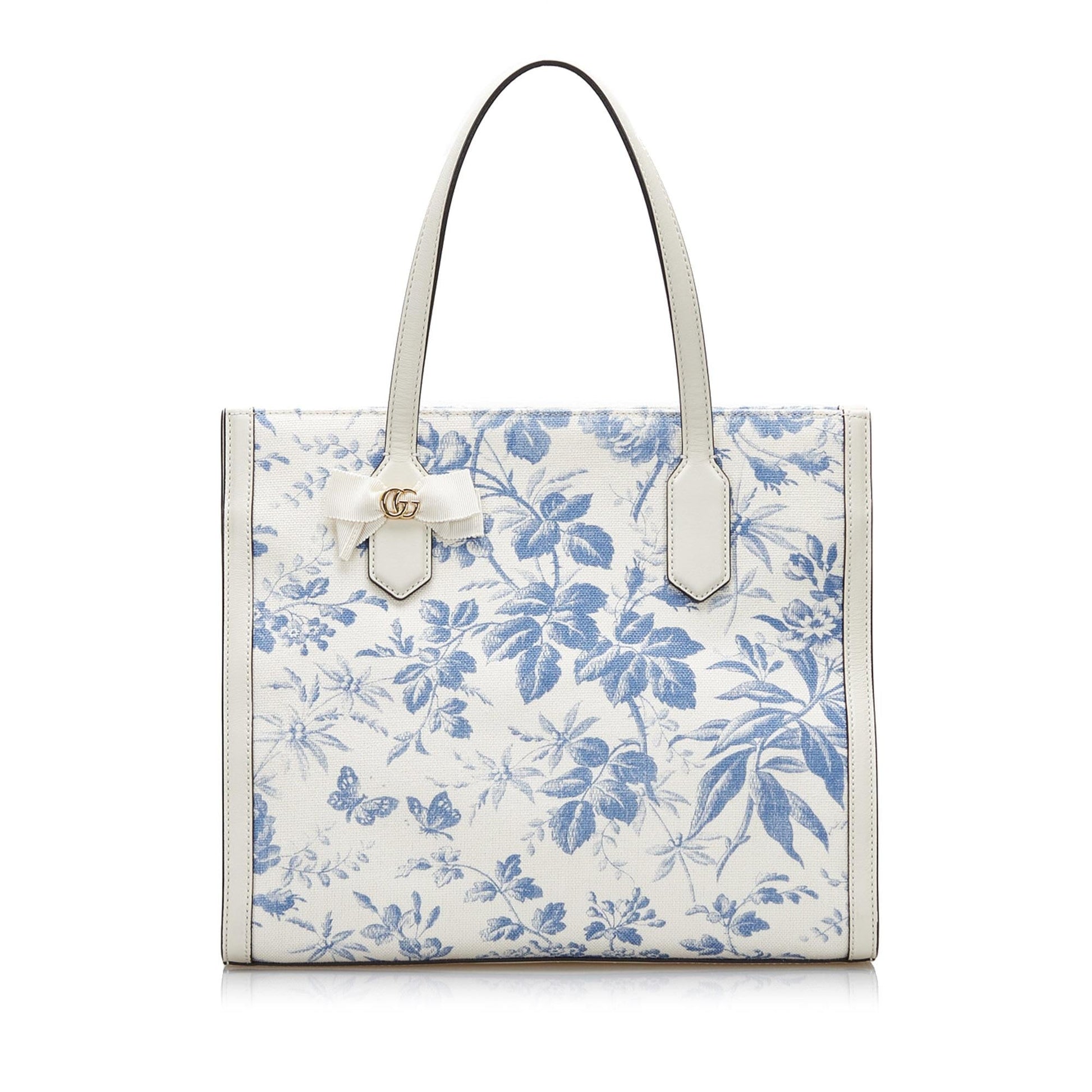 Gucci GG Ribbon Herbarium SHG-Lst5EU Canvas White Tote Bag