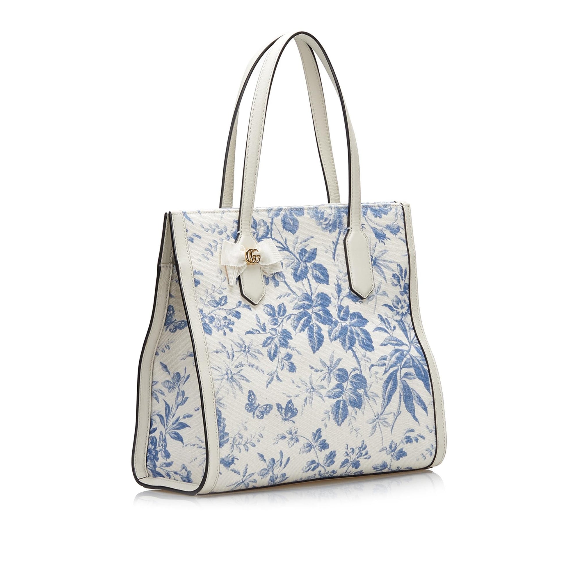 Gucci GG Ribbon Herbarium SHG-Lst5EU Canvas White Tote Bag