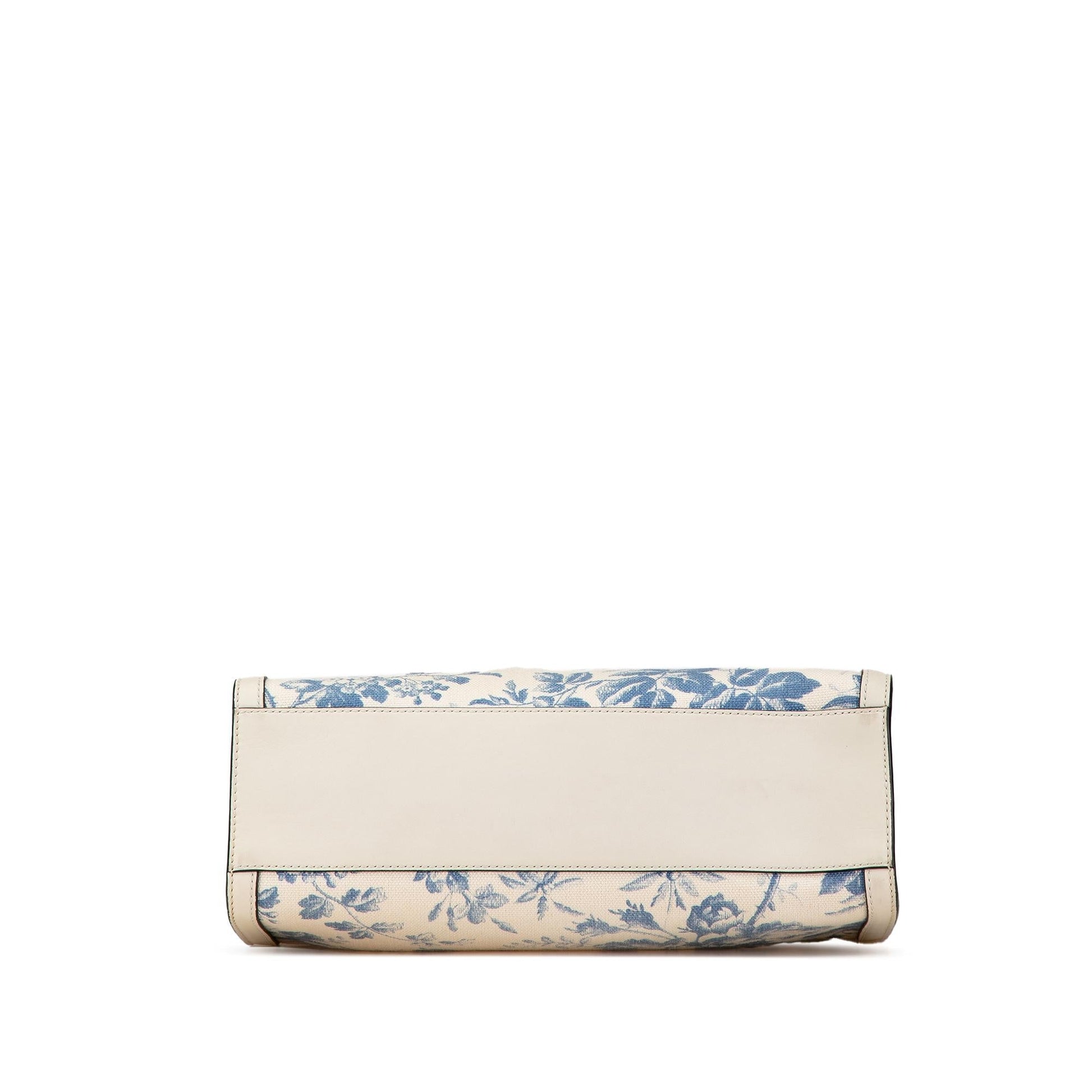 Gucci GG Ribbon Herbarium Canvas Calf White Blue Tote Bag
