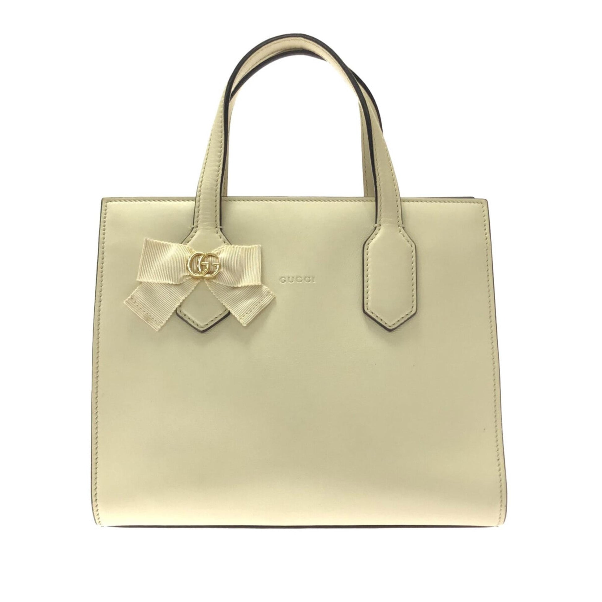 Gucci GG Ribbon SHG-YT761W Calf White Satchel Bag