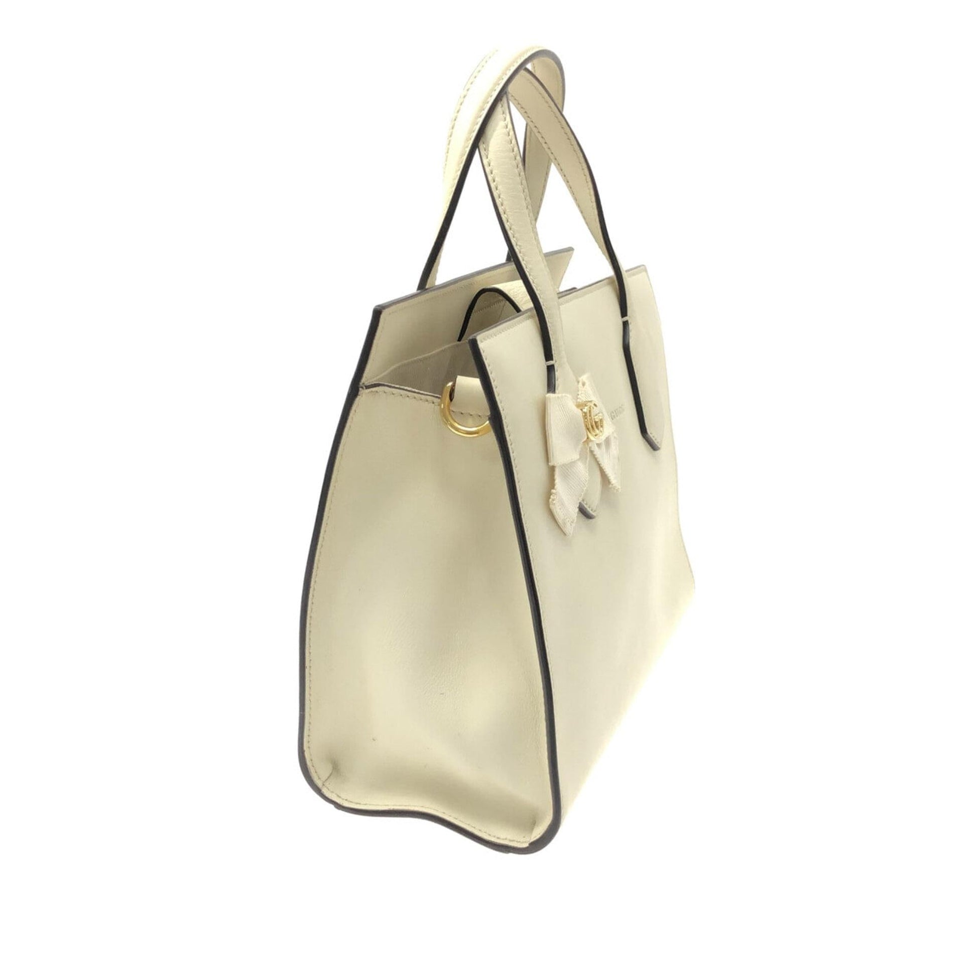 Gucci GG Ribbon SHG-YT761W Calf White Satchel Bag