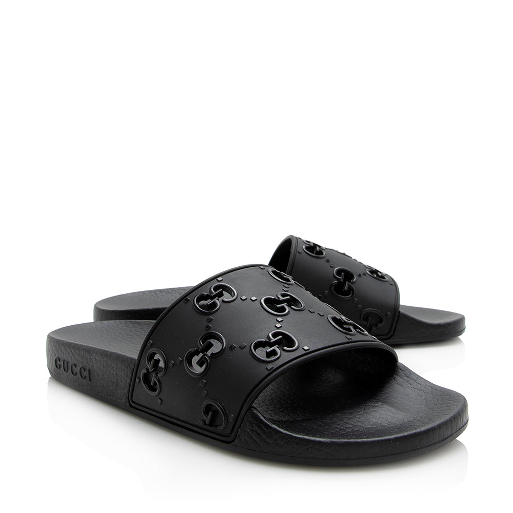 Gucci GG Rubber Slides - Size Black Shoes 38 Shf