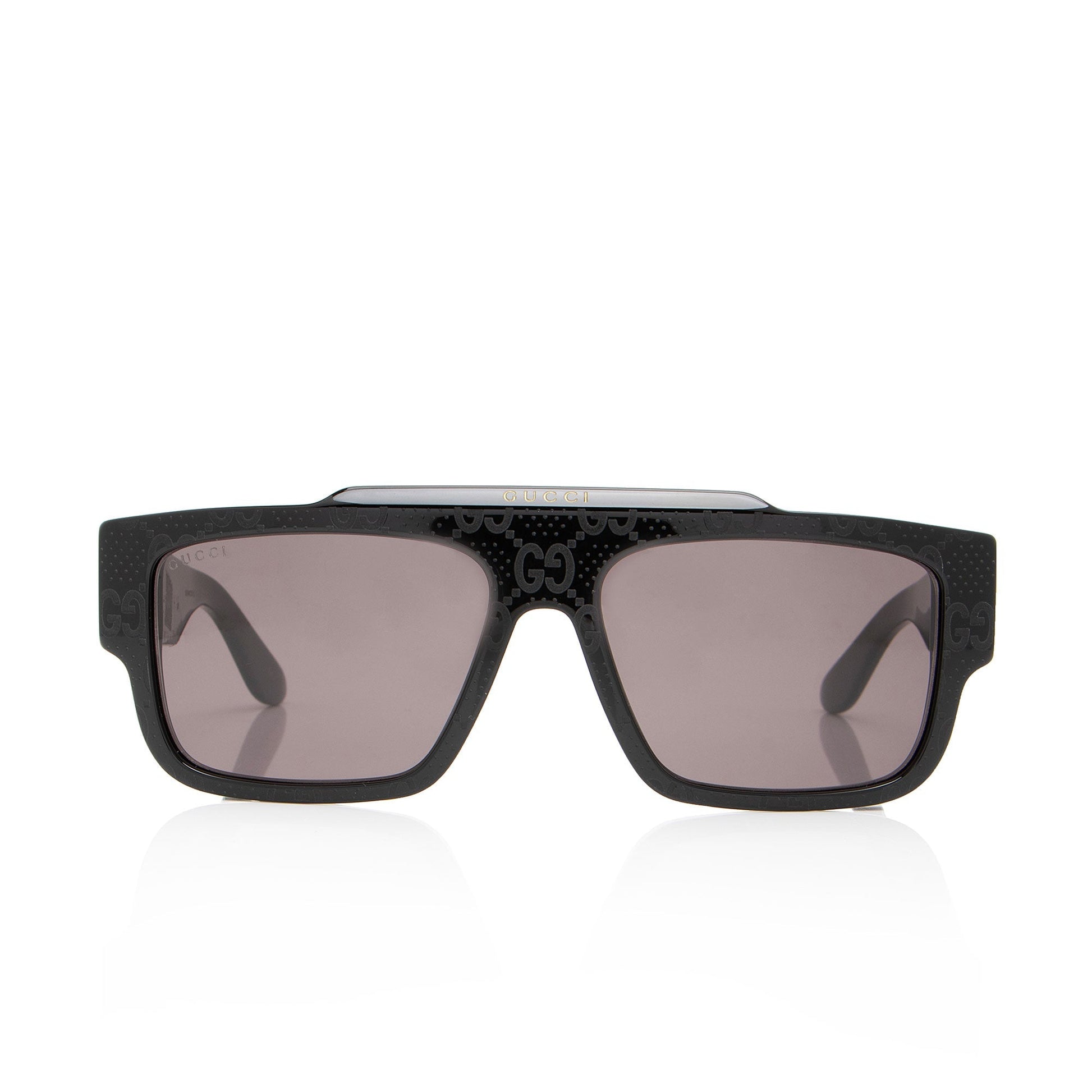 Gucci Enameled GG Square Sunglasses Black Accessory