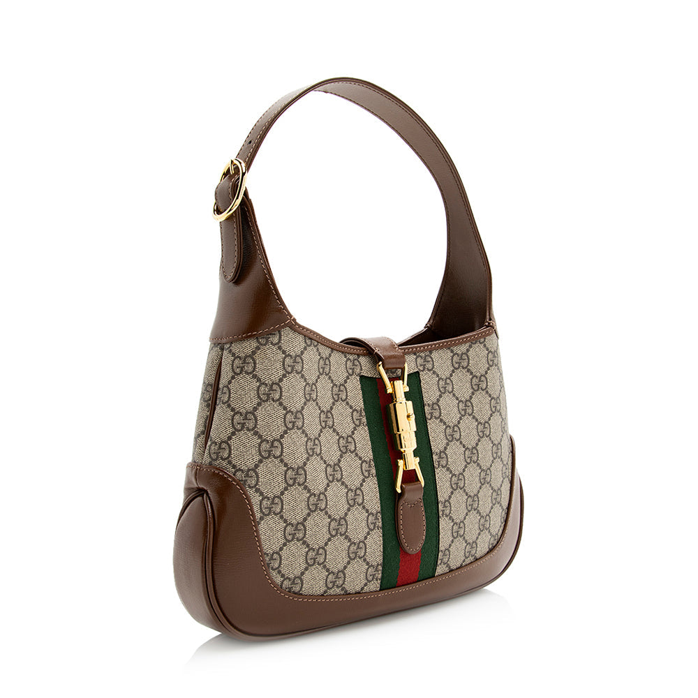 Gucci GG Supreme Jackie SHF Leather Canvas Brown Small Shoulder Bag