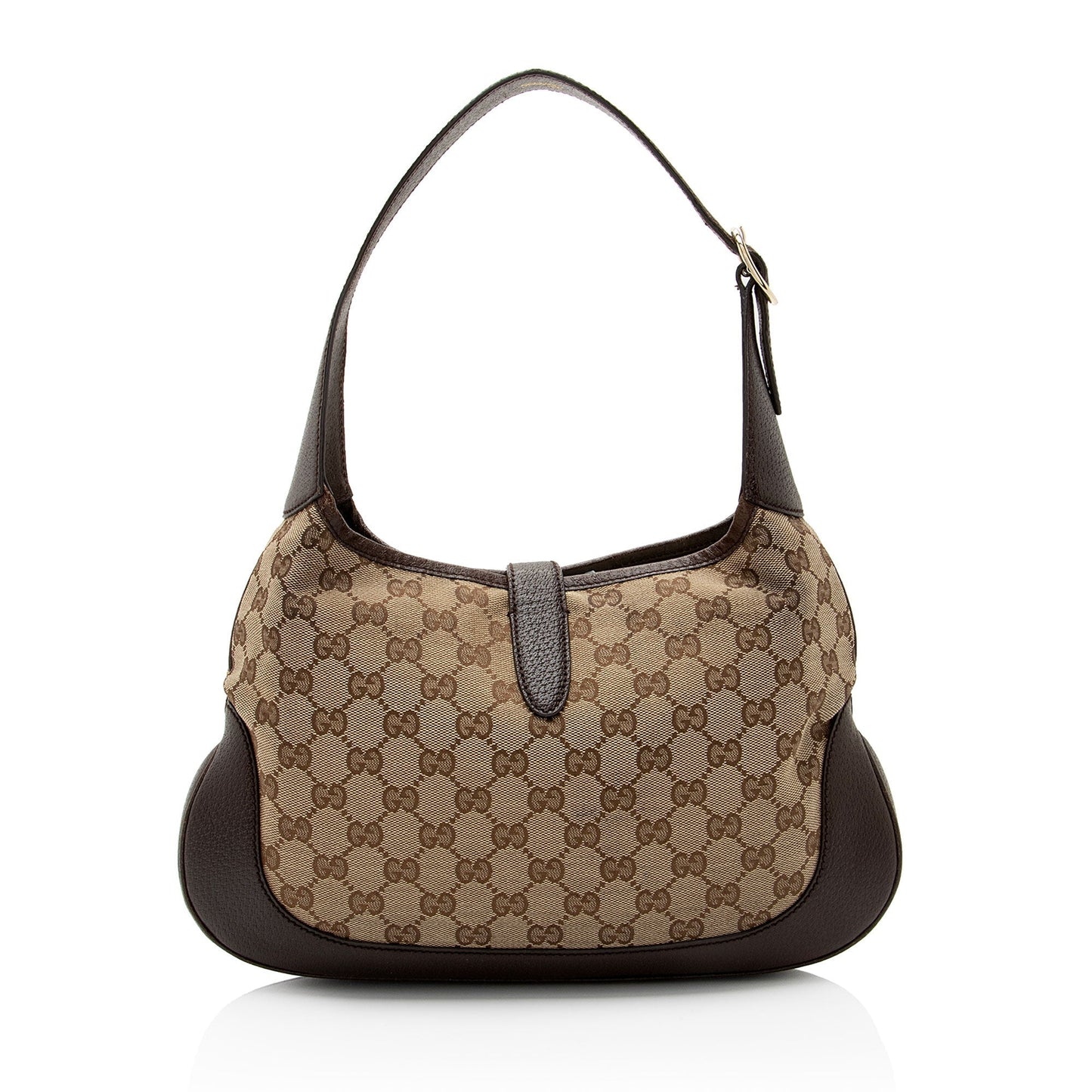 Gucci GG Jackie SHF-NleaZy Leather Canvas Nylon Brown Shoulder Bag