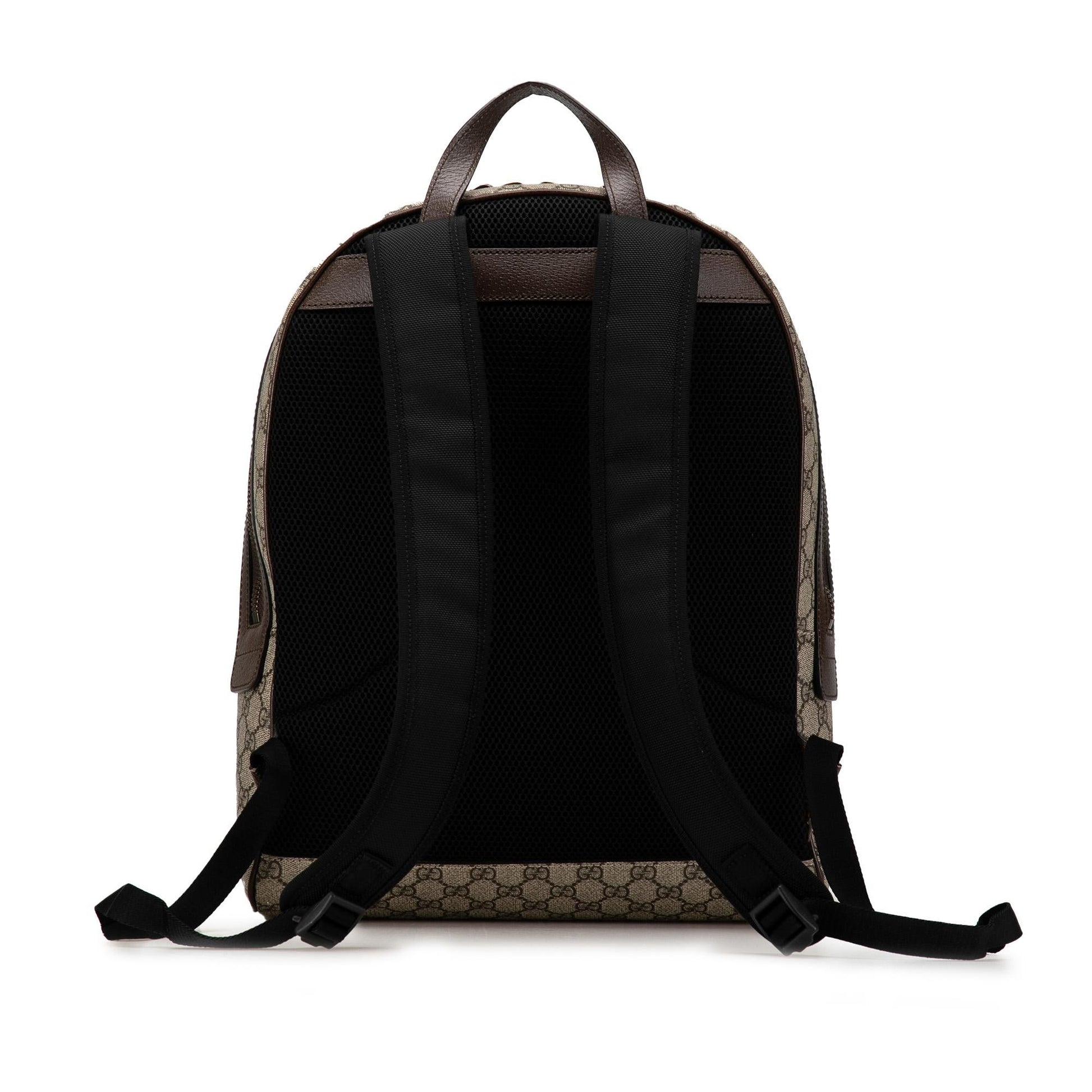 Gucci GG Supreme Animalier Web Backpack Canvas Calf Brown