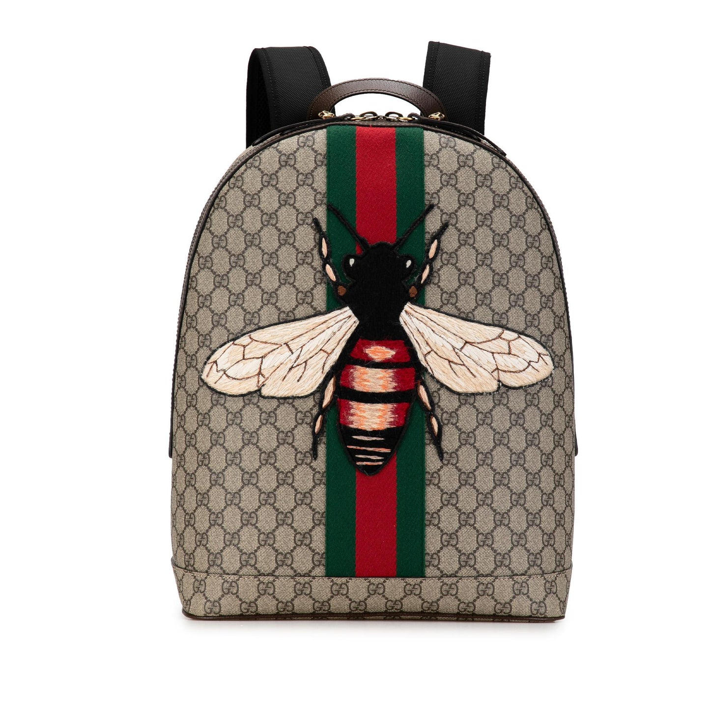 Gucci GG Supreme Animalier Web Backpack Canvas Calf Brown