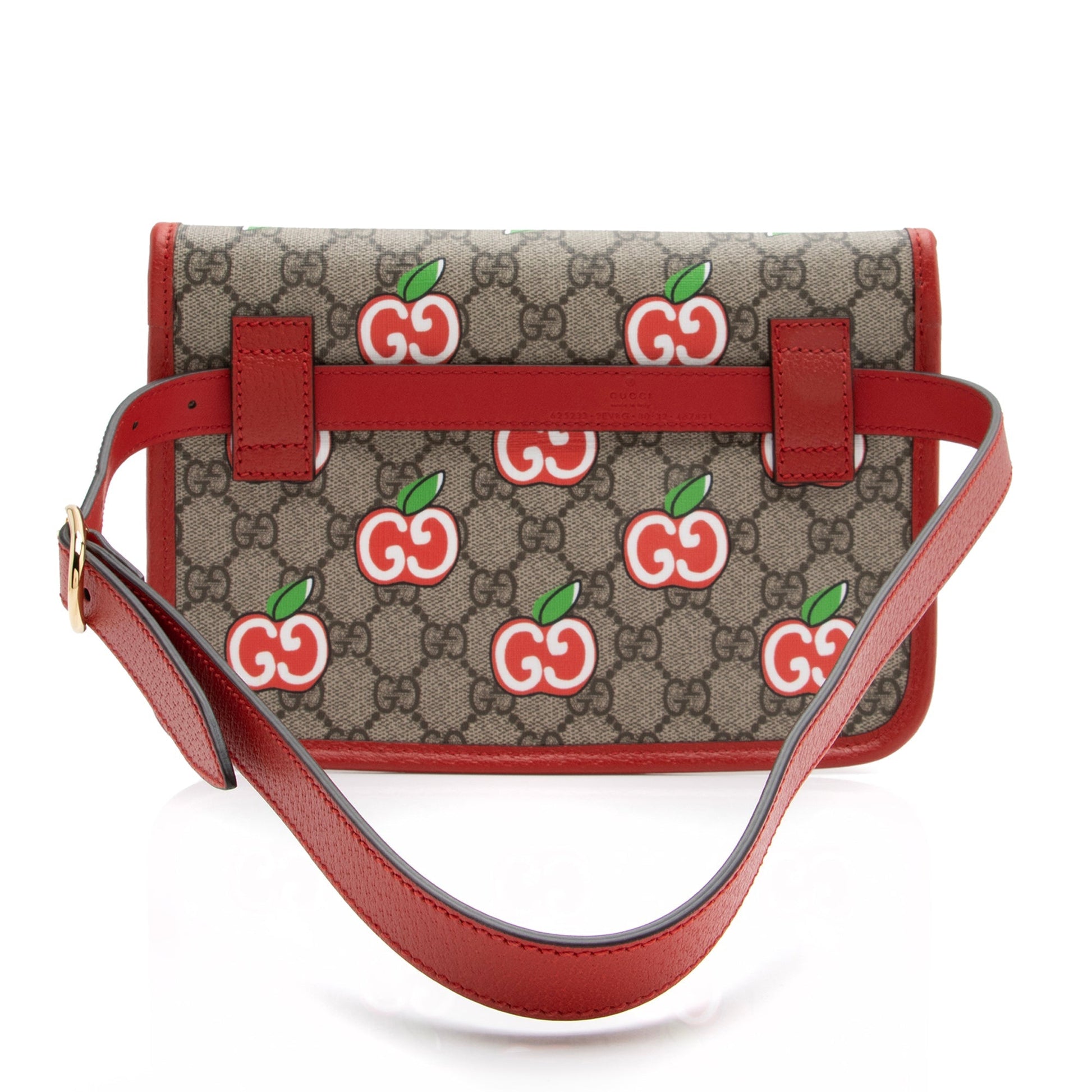 Gucci GG Supreme Apple Belt - Monogram Leather Canvas Beige Accessory