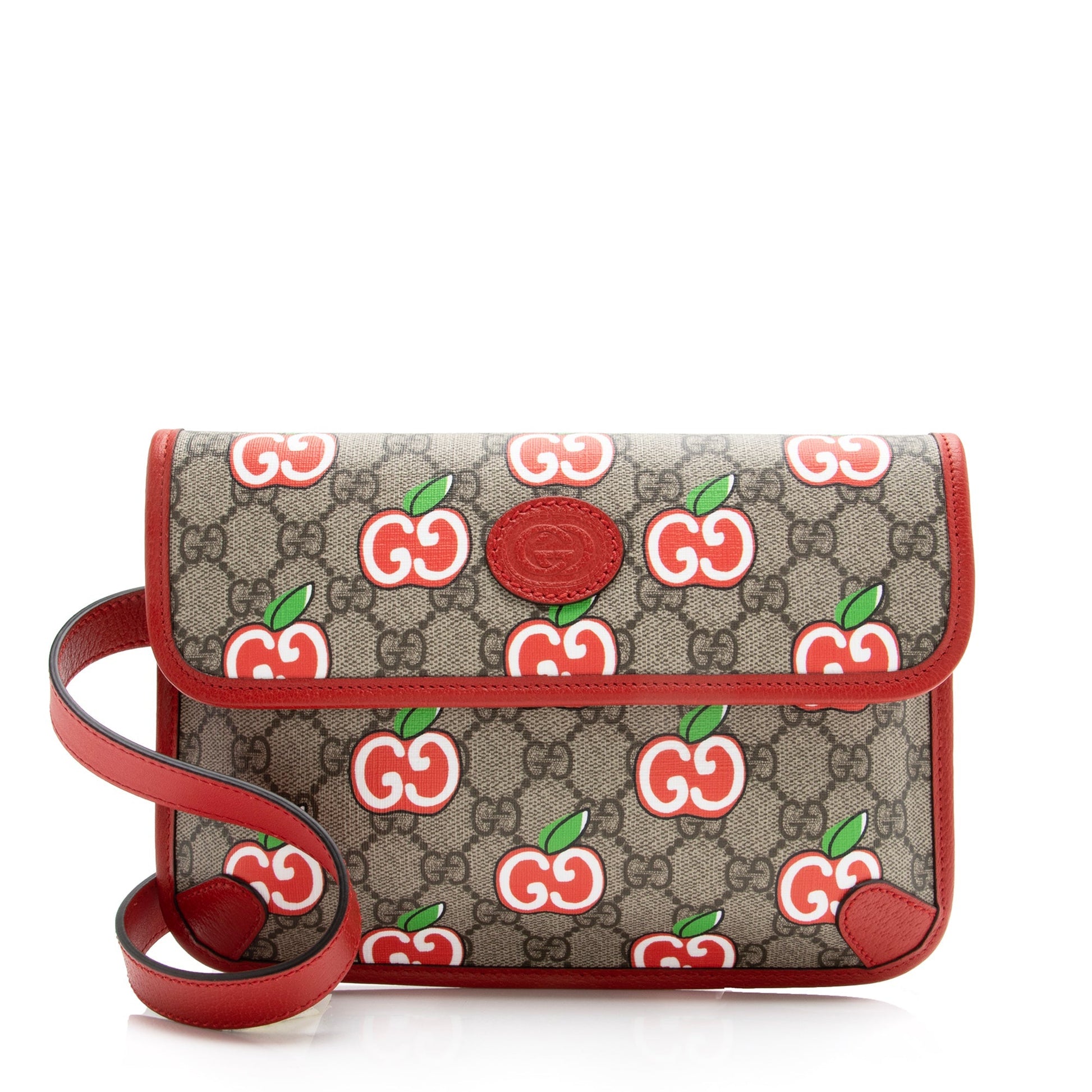 Gucci GG Supreme Apple Belt - Monogram Leather Canvas Beige Accessory