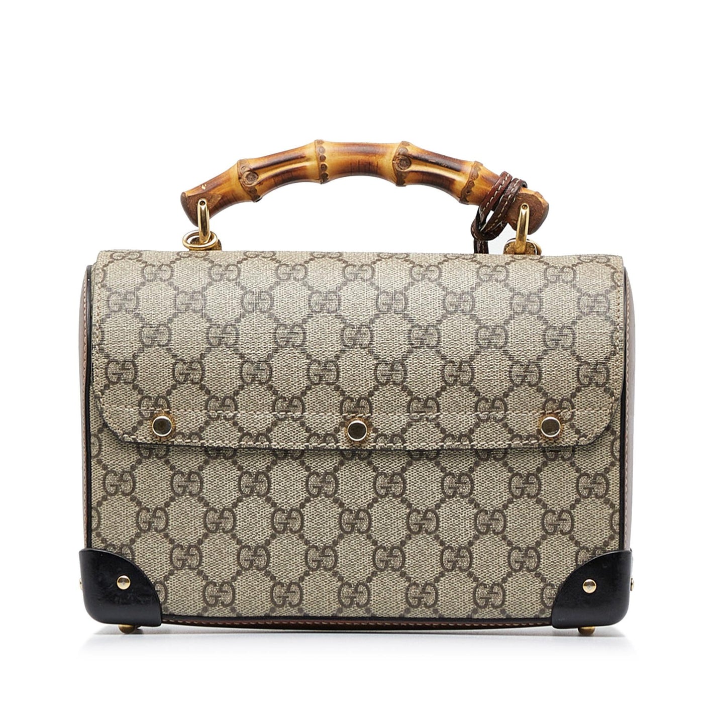 Gucci GG Supreme Bamboo Padlock SHG-rOgtY6 Canvas Brown Satchel Bag