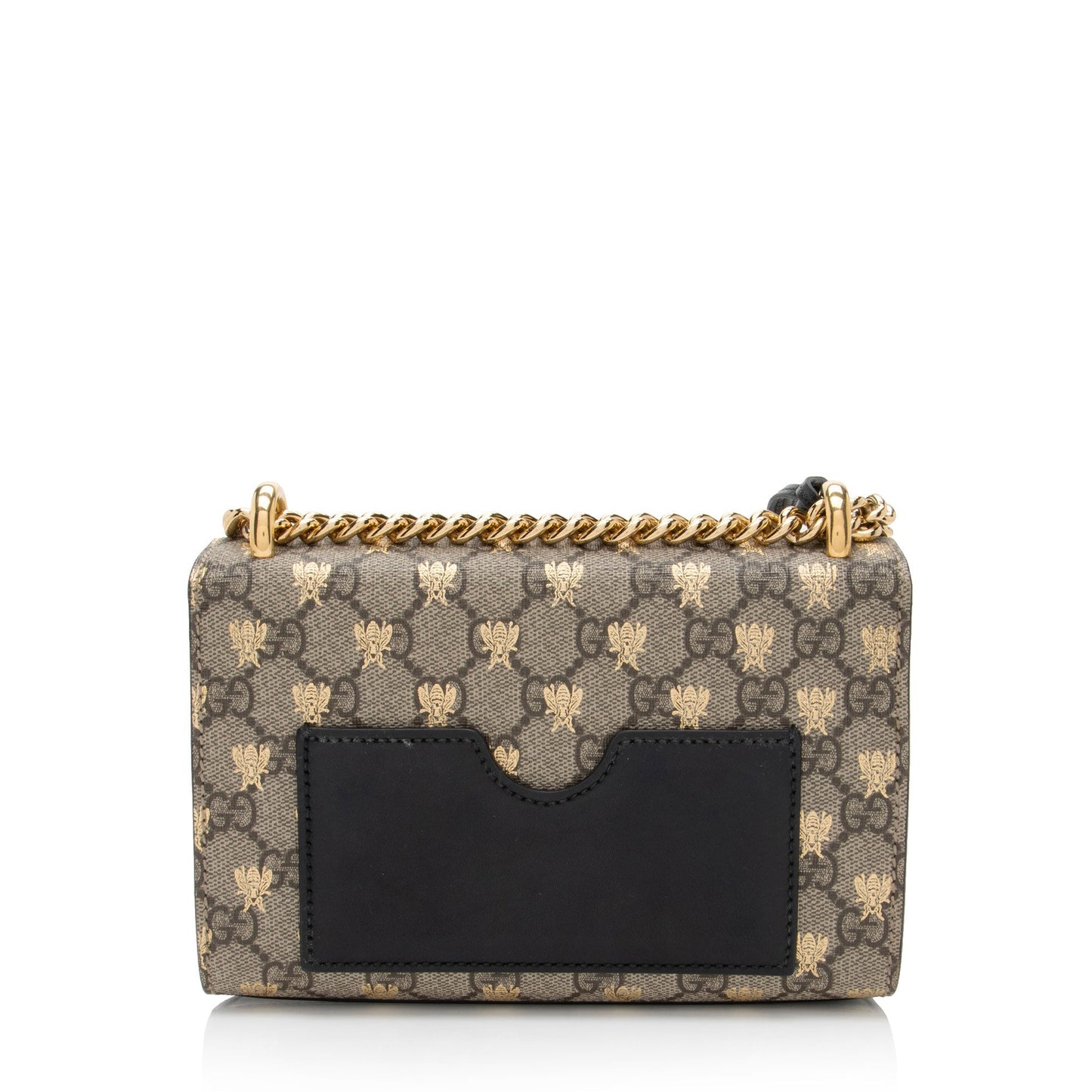 Gucci GG Supreme Bee Padlock Leather Canvas Black Beige Shoulder Bag