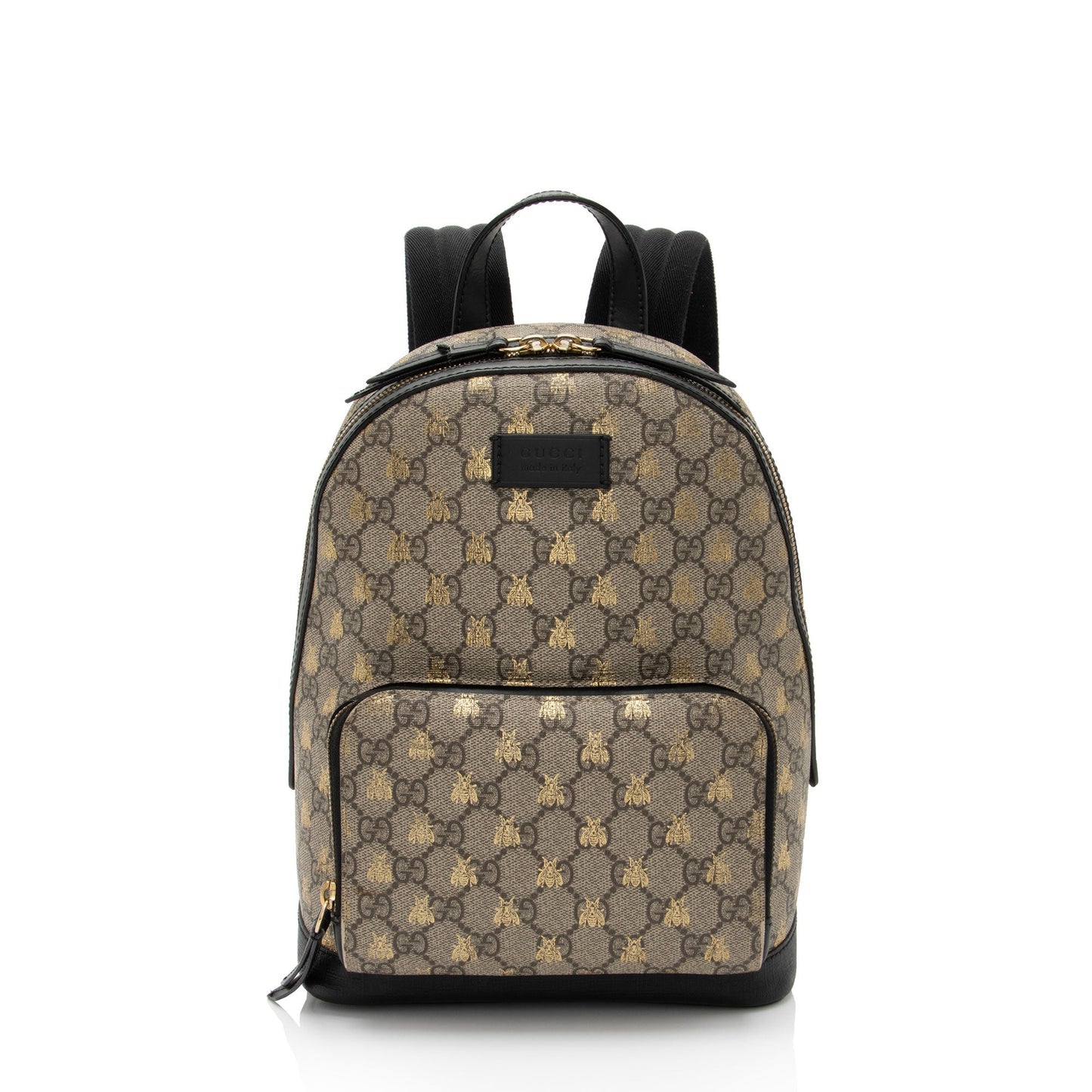 Gucci GG Supreme Bees Backpack - Leather Canvas Nylon Black Shoulder Bag