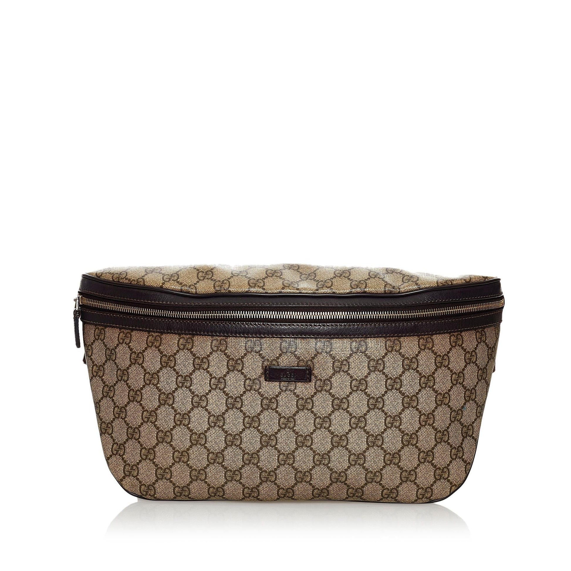 Gucci GG Supreme Belt SHG Canvas Brown Accessory
