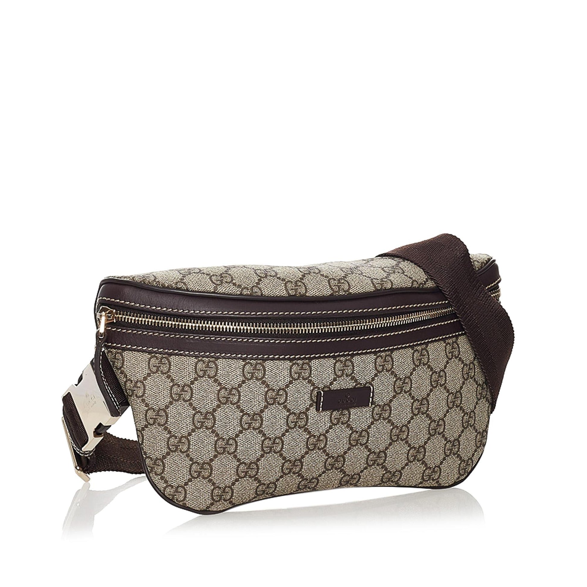 Gucci GG Supreme Belt SHG Canvas Brown Accessory Bag Shg