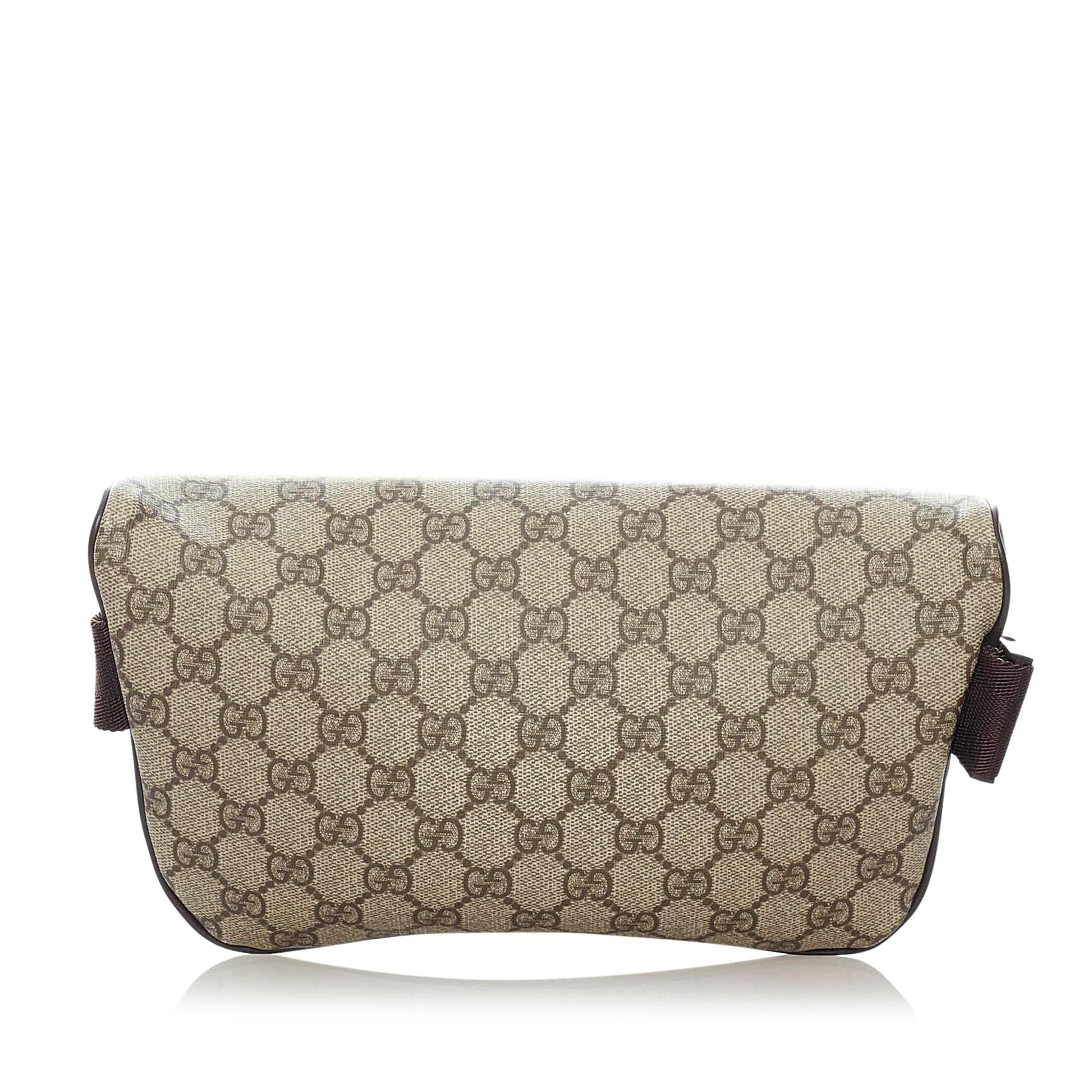 Gucci GG Supreme Belt SHG Canvas Brown Accessory 4
