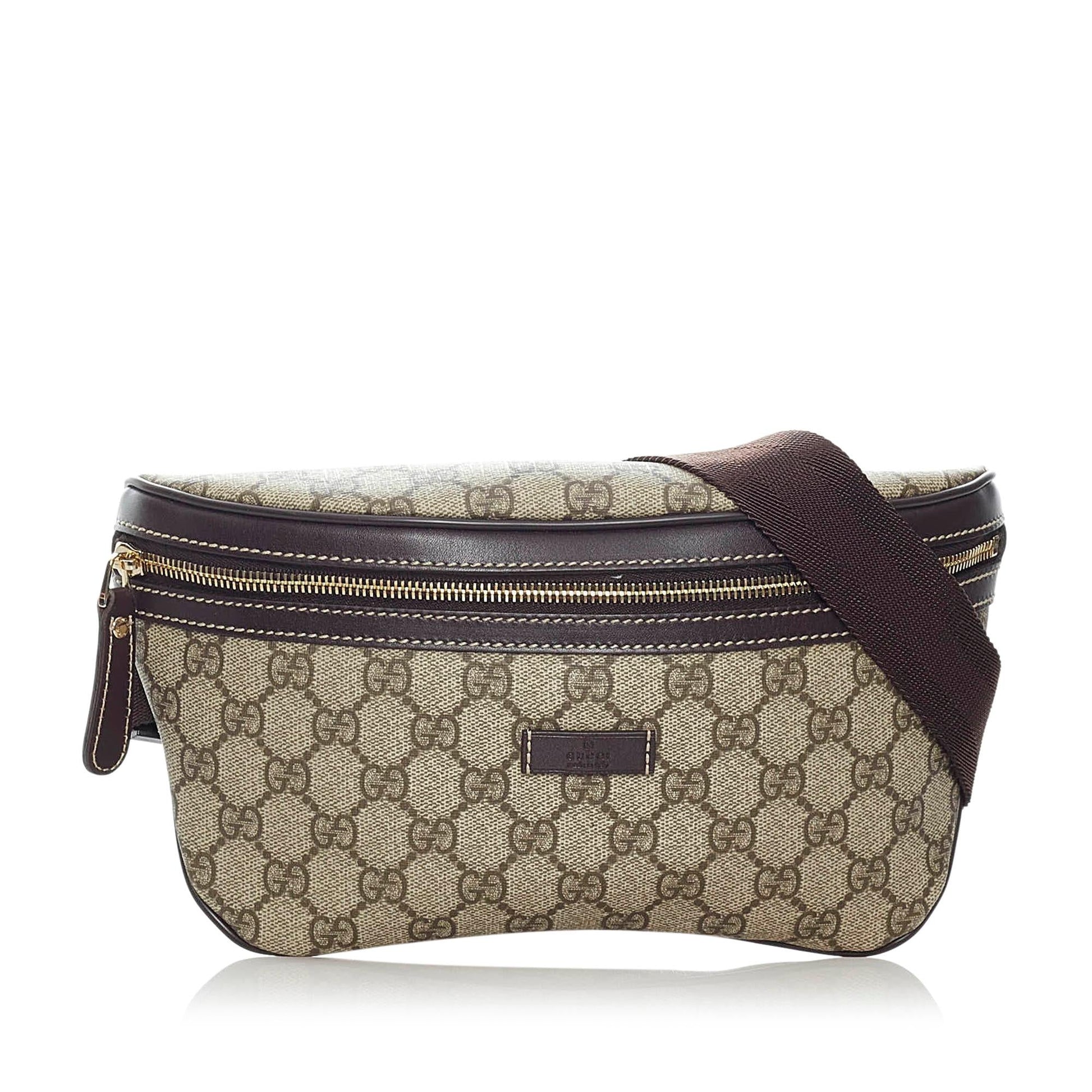 Gucci GG Supreme Belt SHG Canvas Brown Accessory 4