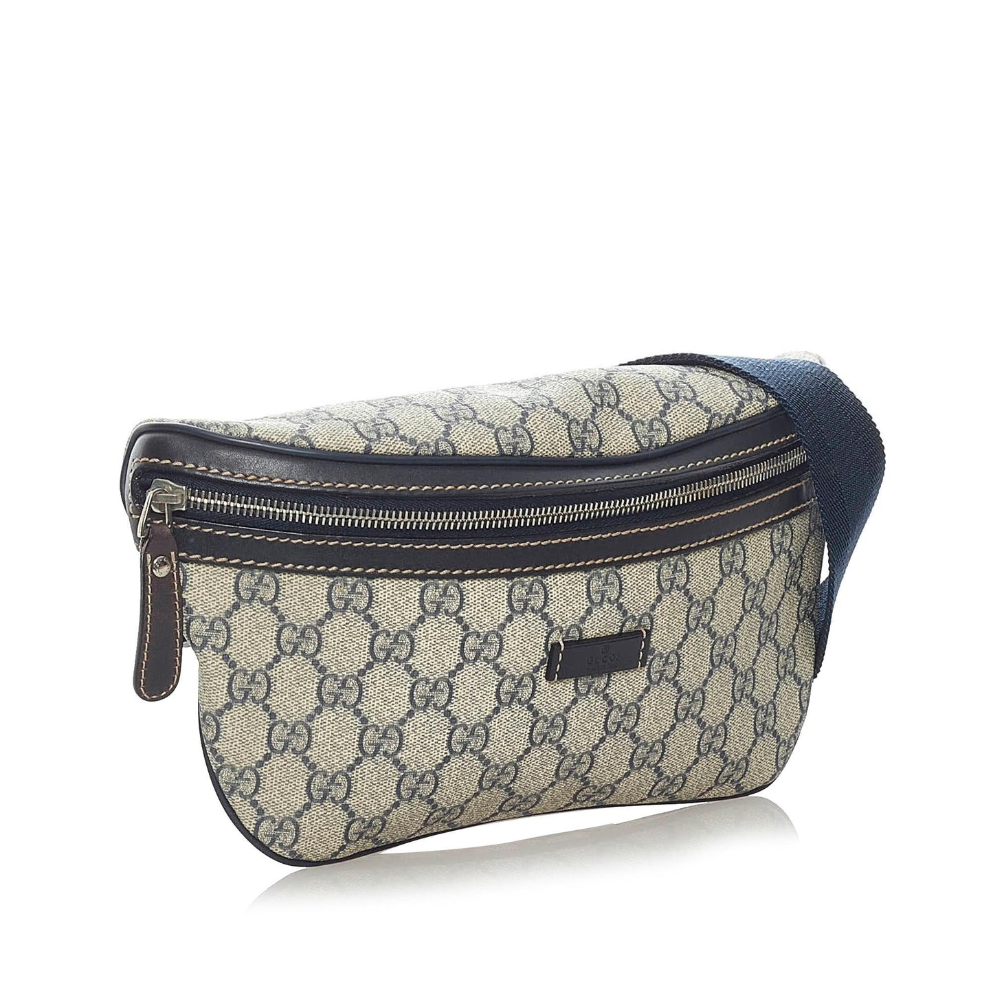 Gucci GG Supreme Belt SHG Canvas Calf Black Brown Accessory