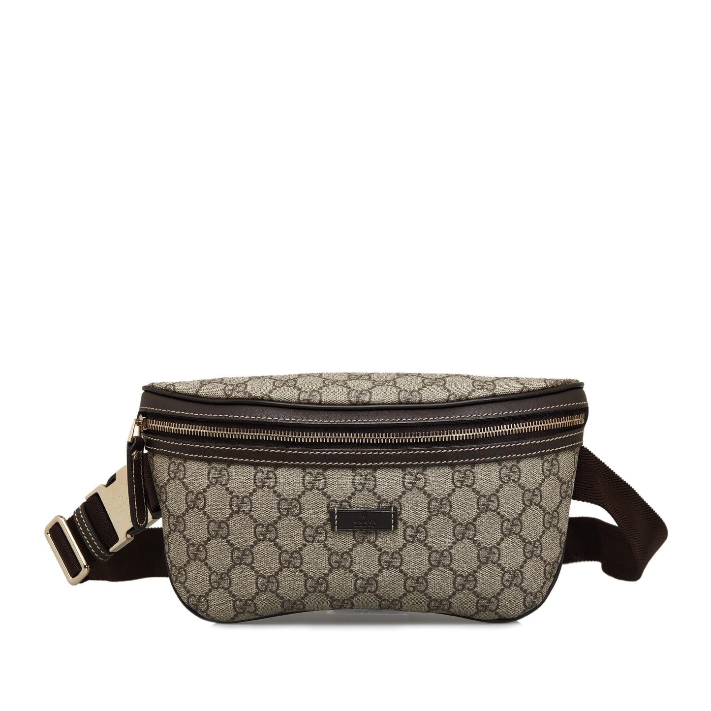 Gucci GG Supreme Belt SHG-3rzTUh Canvas Calf Brown Accessory
