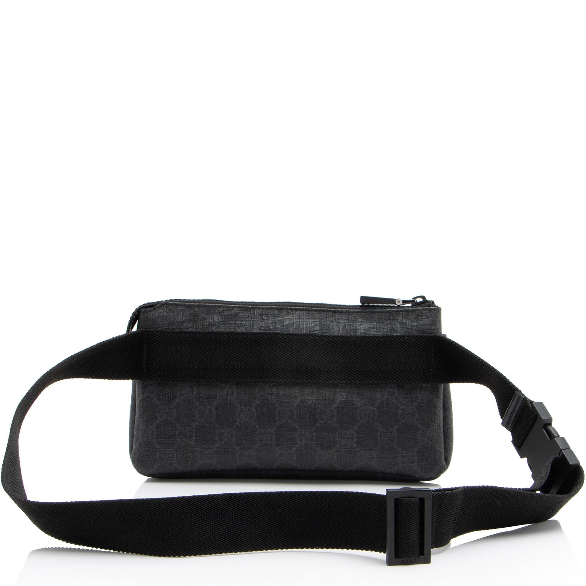 Gucci GG Supreme Slim Belt SHF-dfmtxB Leather Canvas Nylon Black Accessory