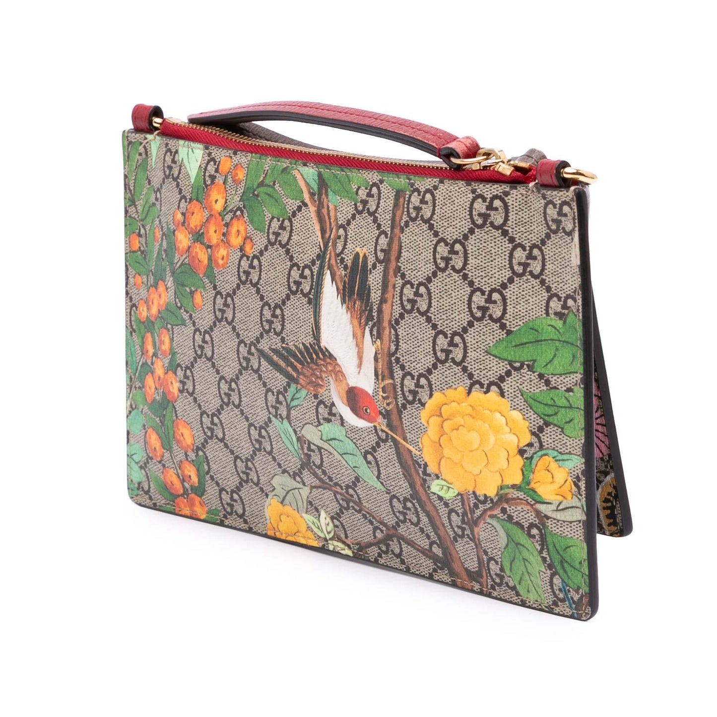 Gucci GG Supreme Bengal Double Zip Canvas Brown Crossbody Bag