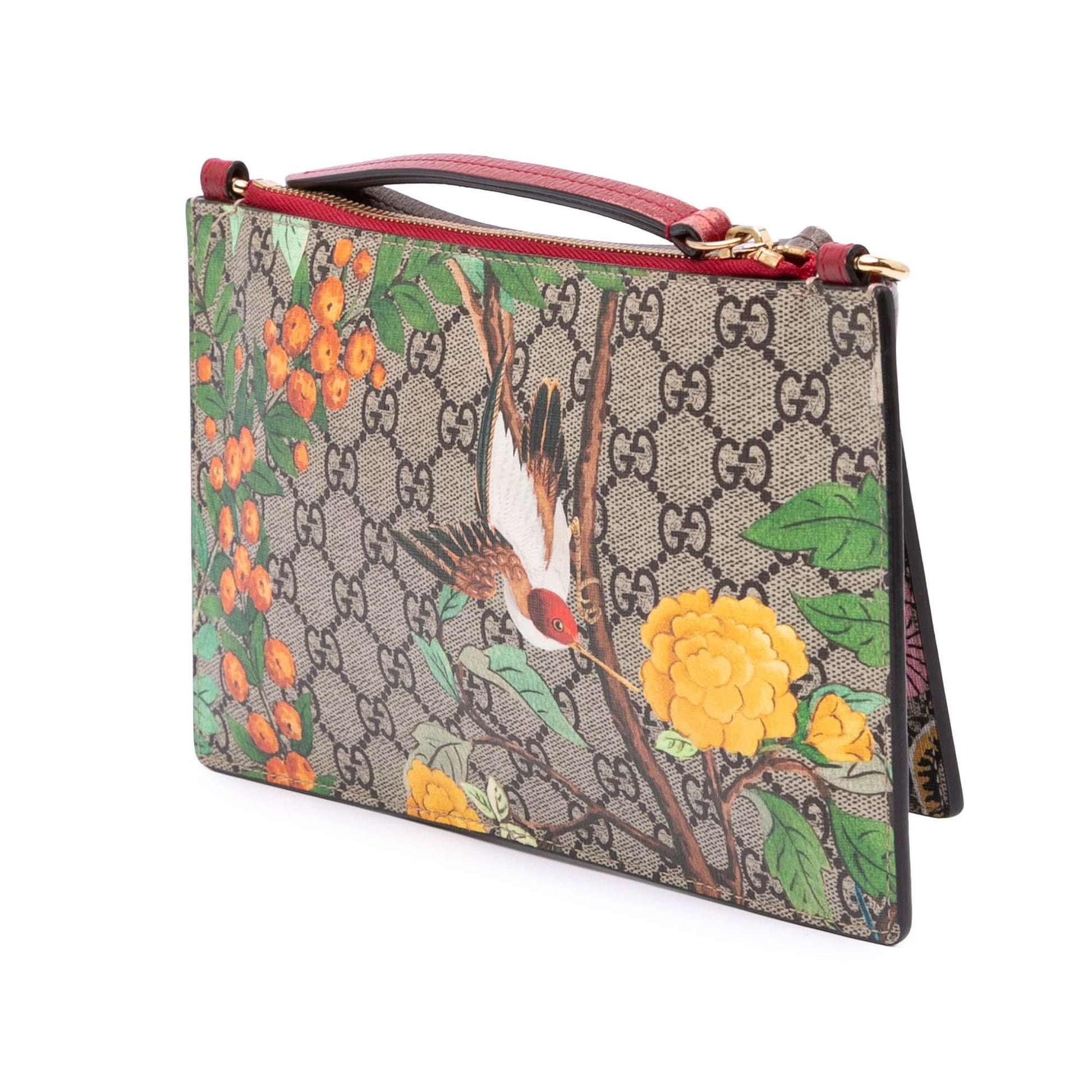 Gucci GG Supreme Bengal Double Zip Canvas Brown Crossbody Bag