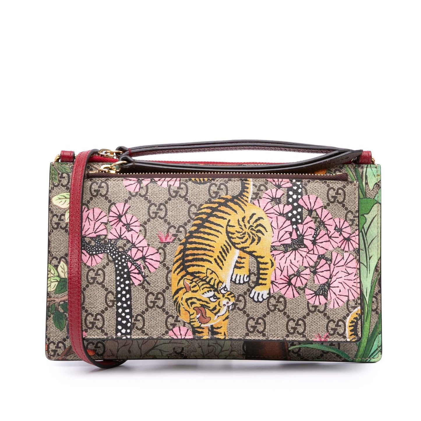 Gucci GG Supreme Bengal Double Zip Crossbody Bag