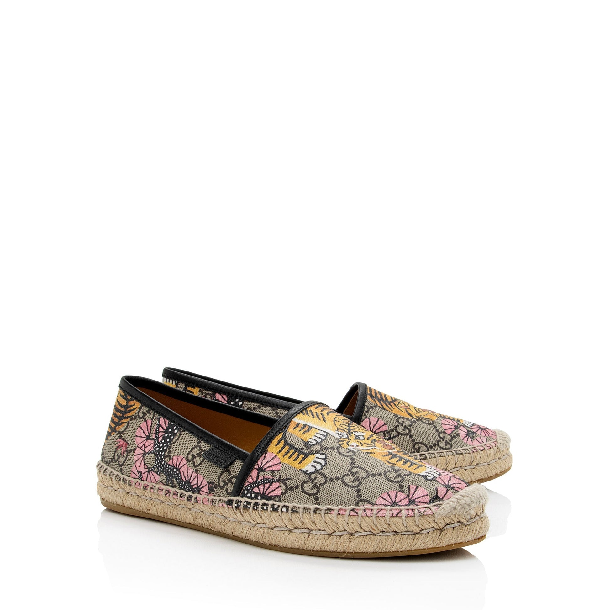 Gucci GG Supreme Bengal Espadrilles - Leather Canvas Beige Shoes