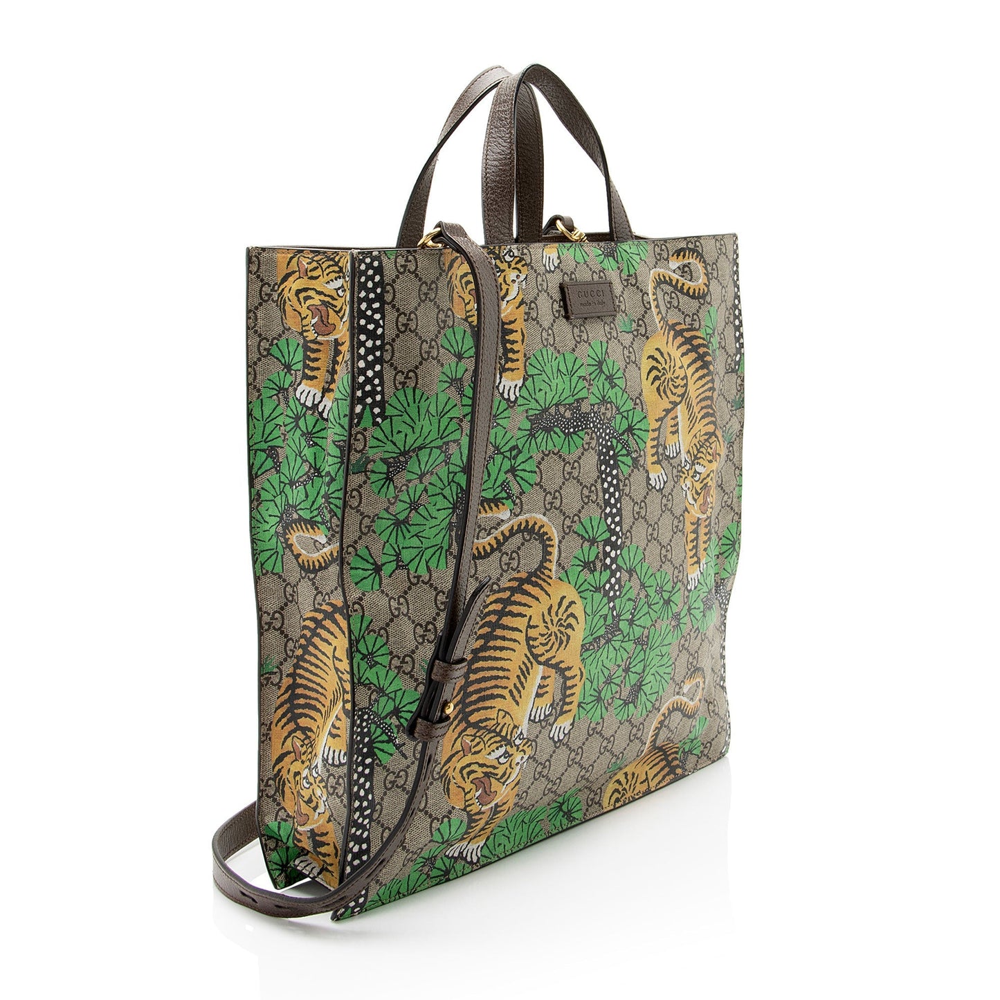 Gucci GG Supreme Bengal Tiger - Leather Canvas Brown Beige Tote Bag