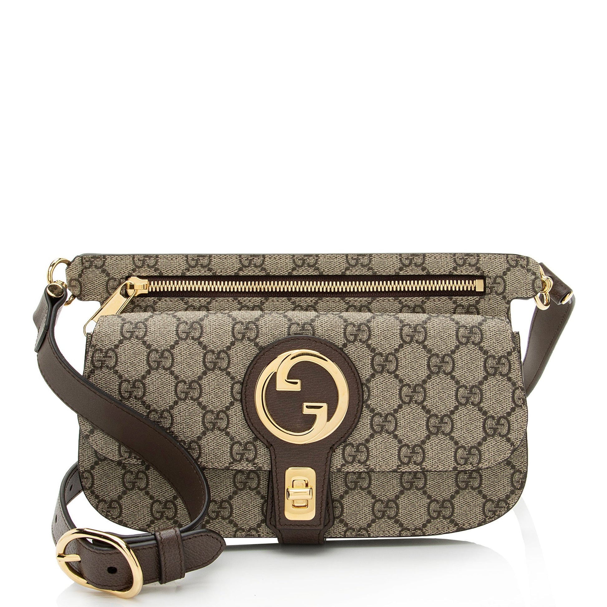 Gucci GG Supreme Blondie Belt Leather Canvas Brown Accessory