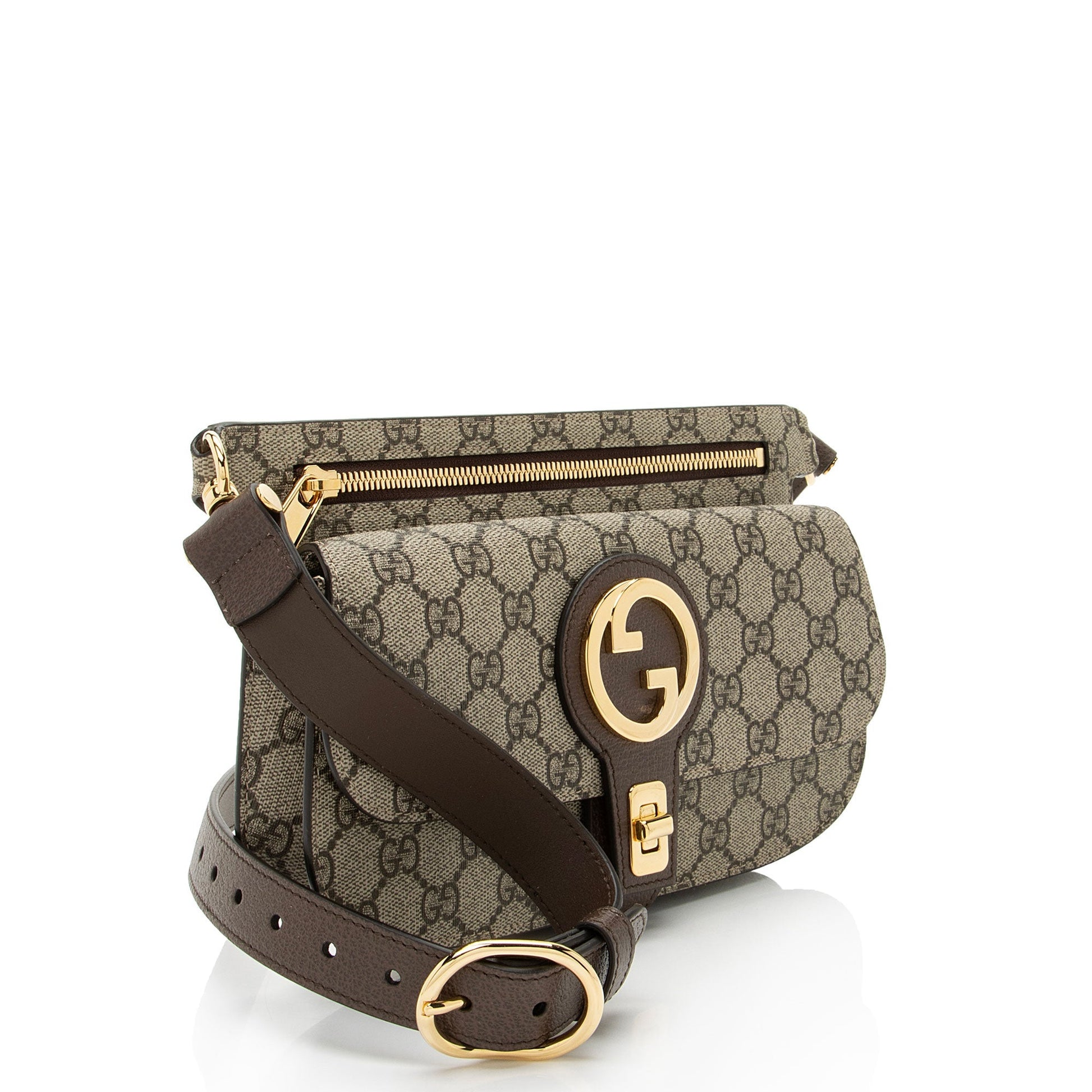 Gucci GG Supreme Blondie Belt Leather Canvas Brown Accessory