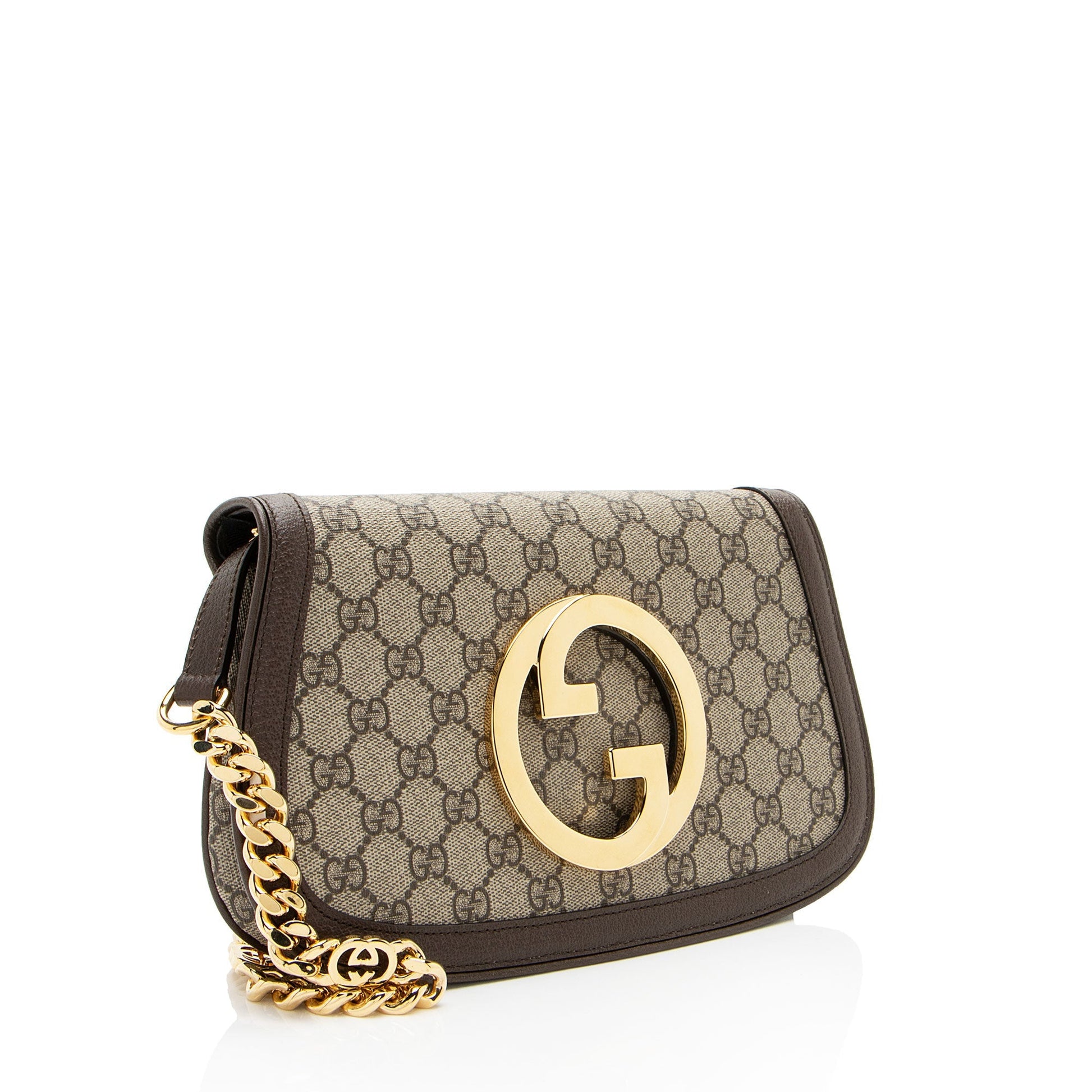 Gucci GG Supreme Blondie Leather Canvas Brown Small Shoulder Bag