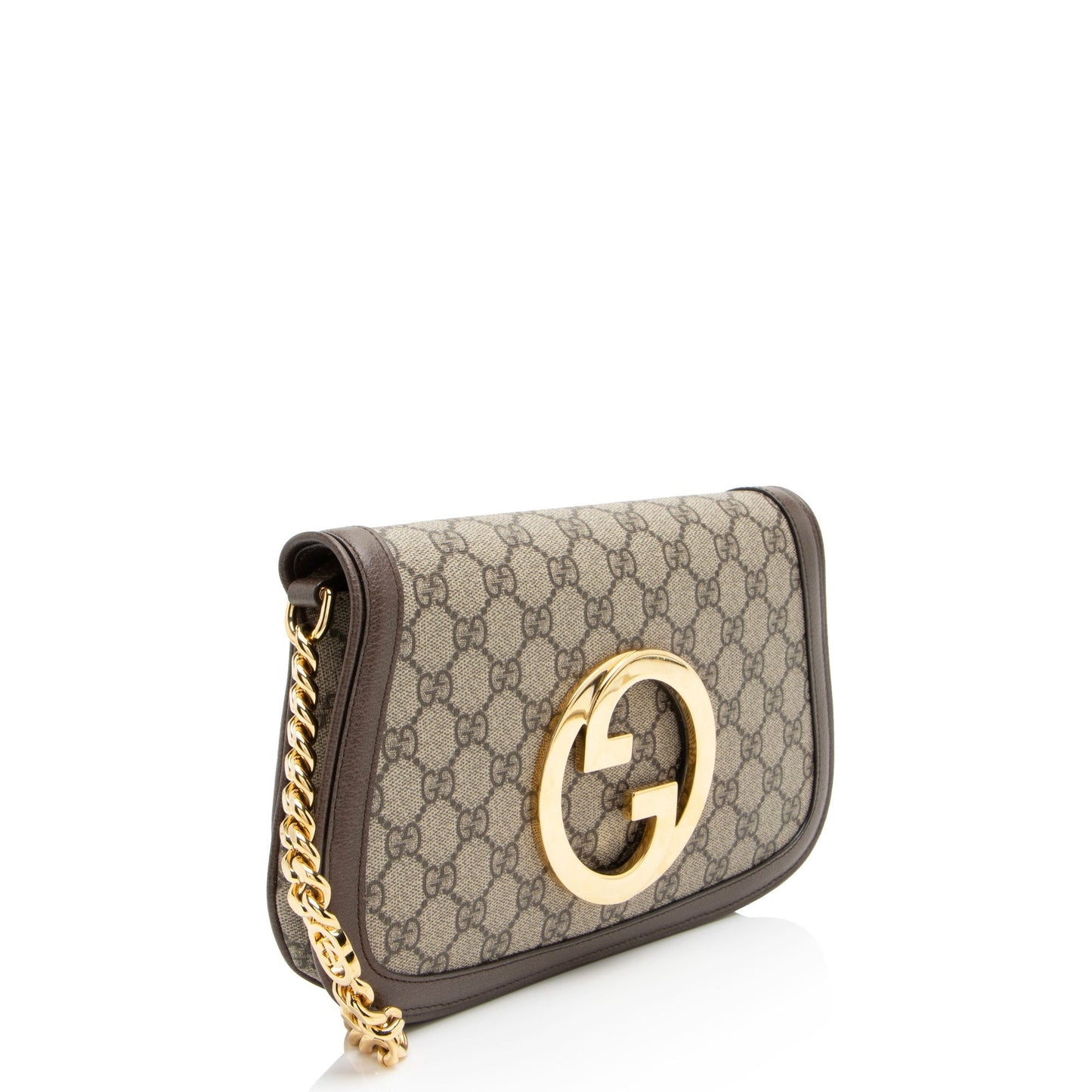 Gucci GG Supreme Blondie Leather Canvas Brown Beige Shoulder Bag