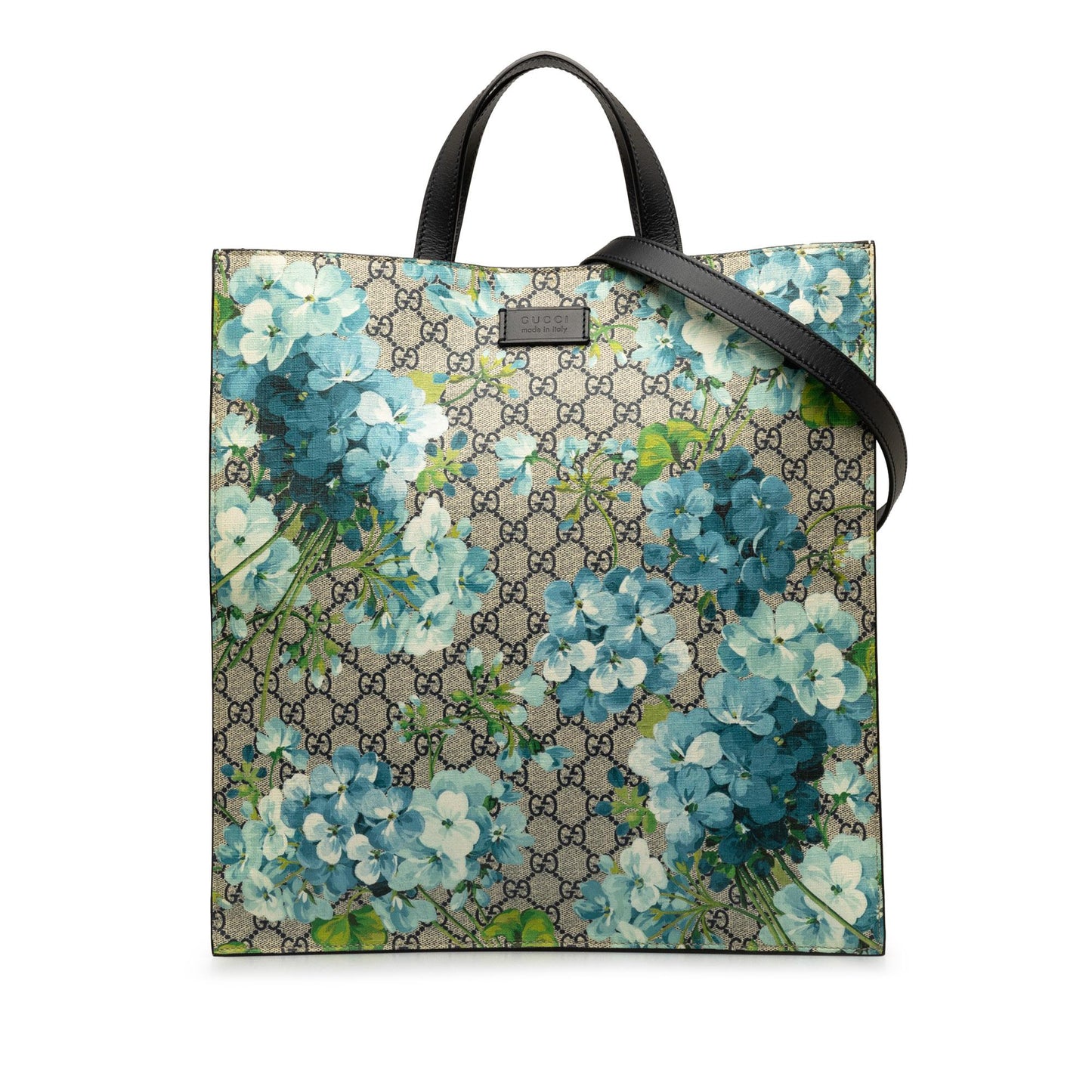 Gucci GG Supreme Blooms Convertible Soft Canvas Blue Tote Bag
