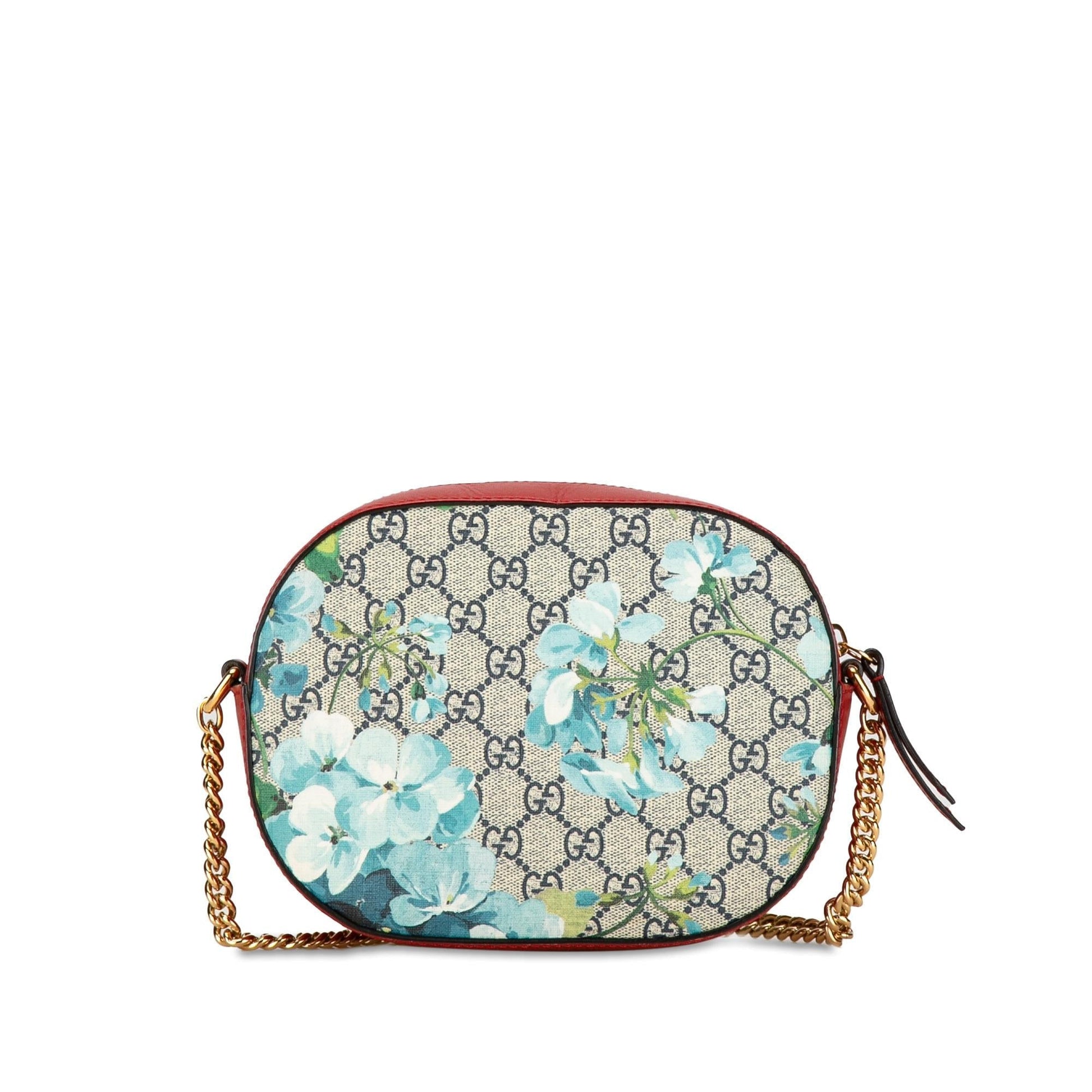 Gucci GG Supreme Blooms SHG-7yHKqF Canvas Calf Brown Red Crossbody Bag
