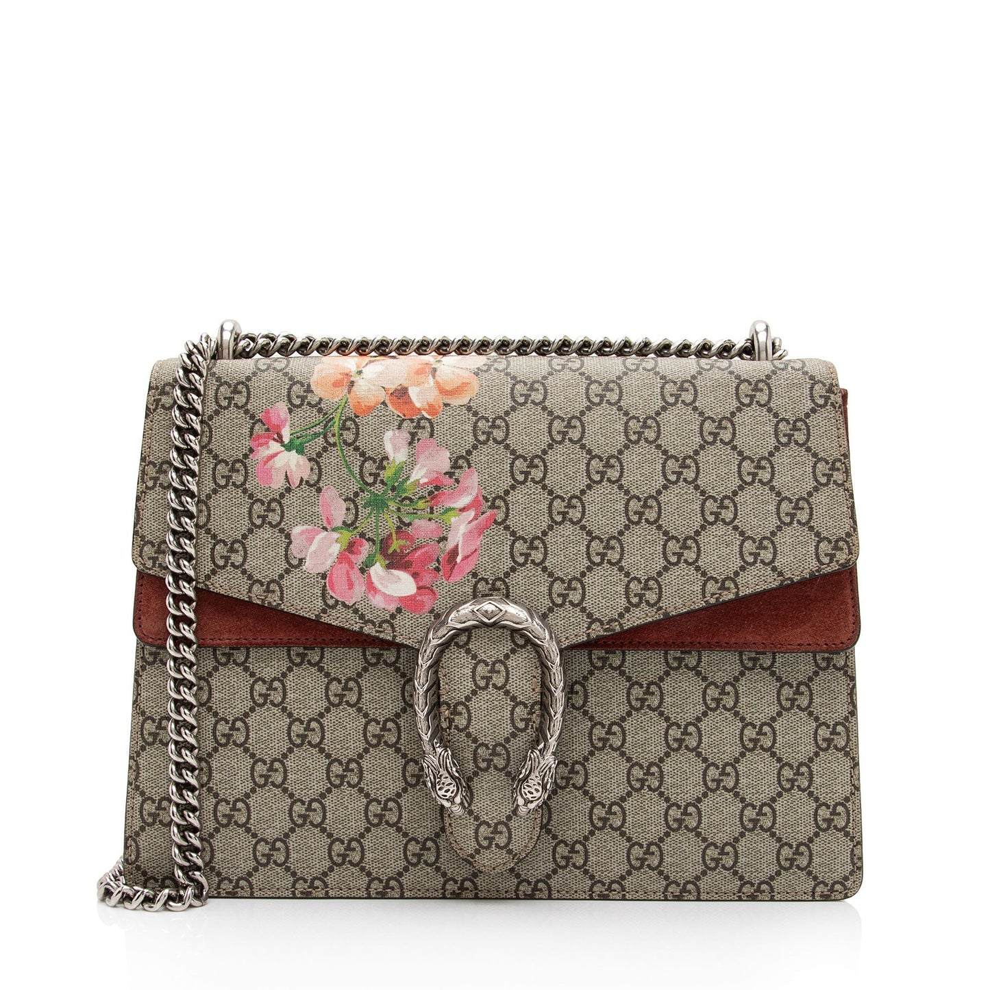 Gucci GG Supreme Blooms Dionysus SHF-sUU0yj Canvas Suede Beige Pink Shoulder Bag