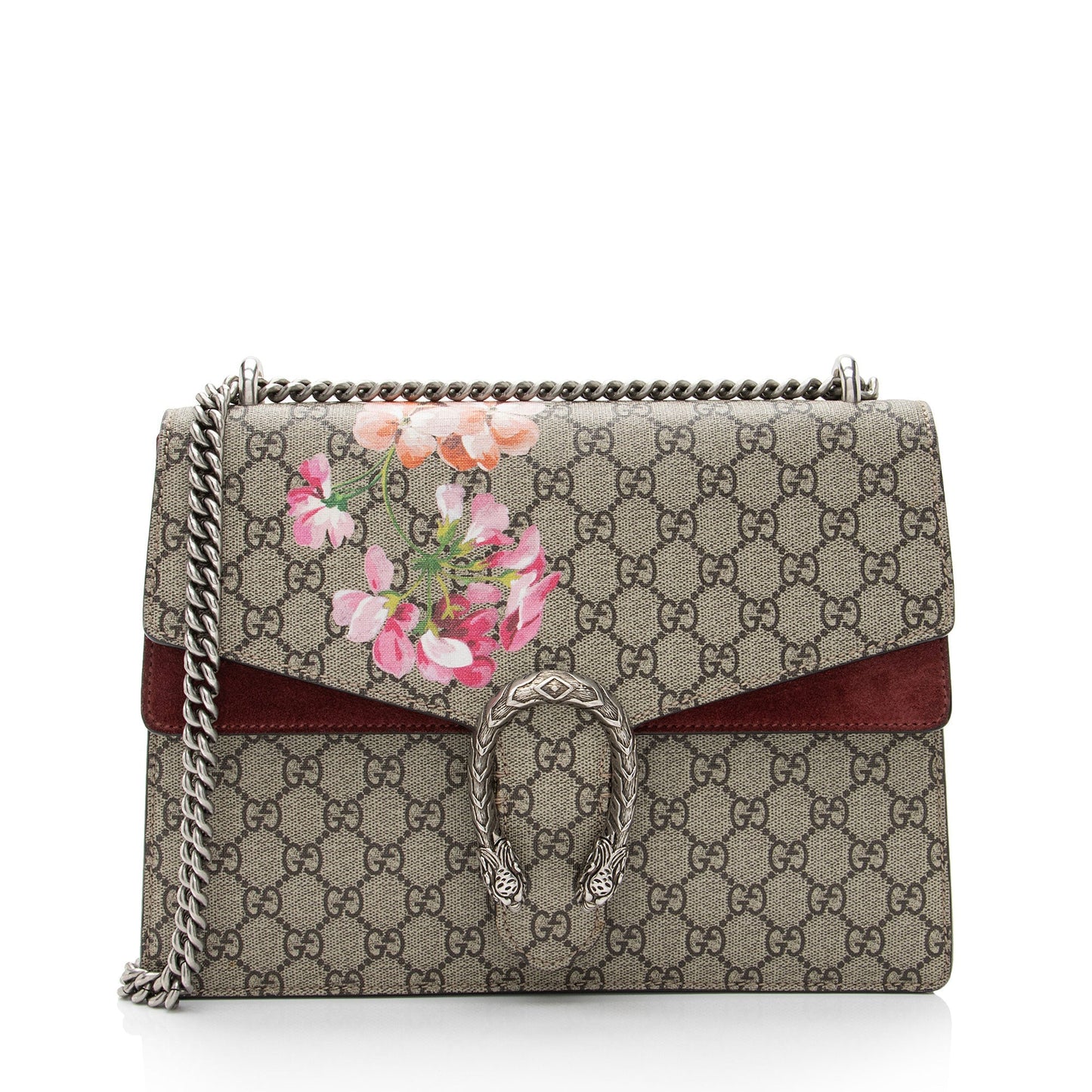 Gucci GG Supreme Blooms Dionysus SHF-JPWNlE Canvas Suede Beige Pink Shoulder Bag