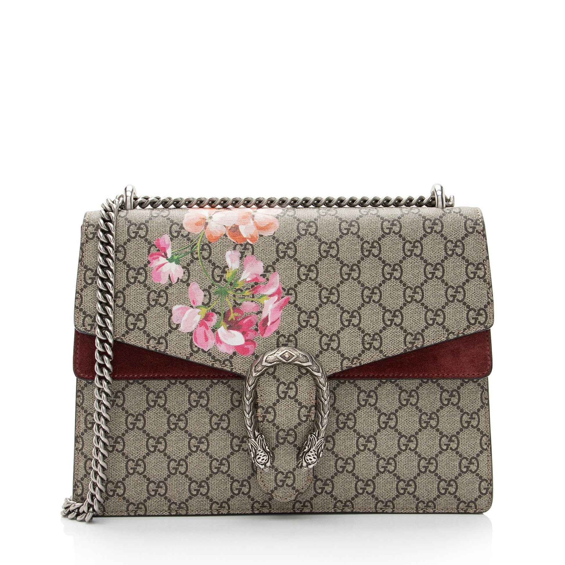 Gucci GG Supreme Blooms Dionysus SHF-JPWNlE Canvas Suede Beige Pink Shoulder Bag